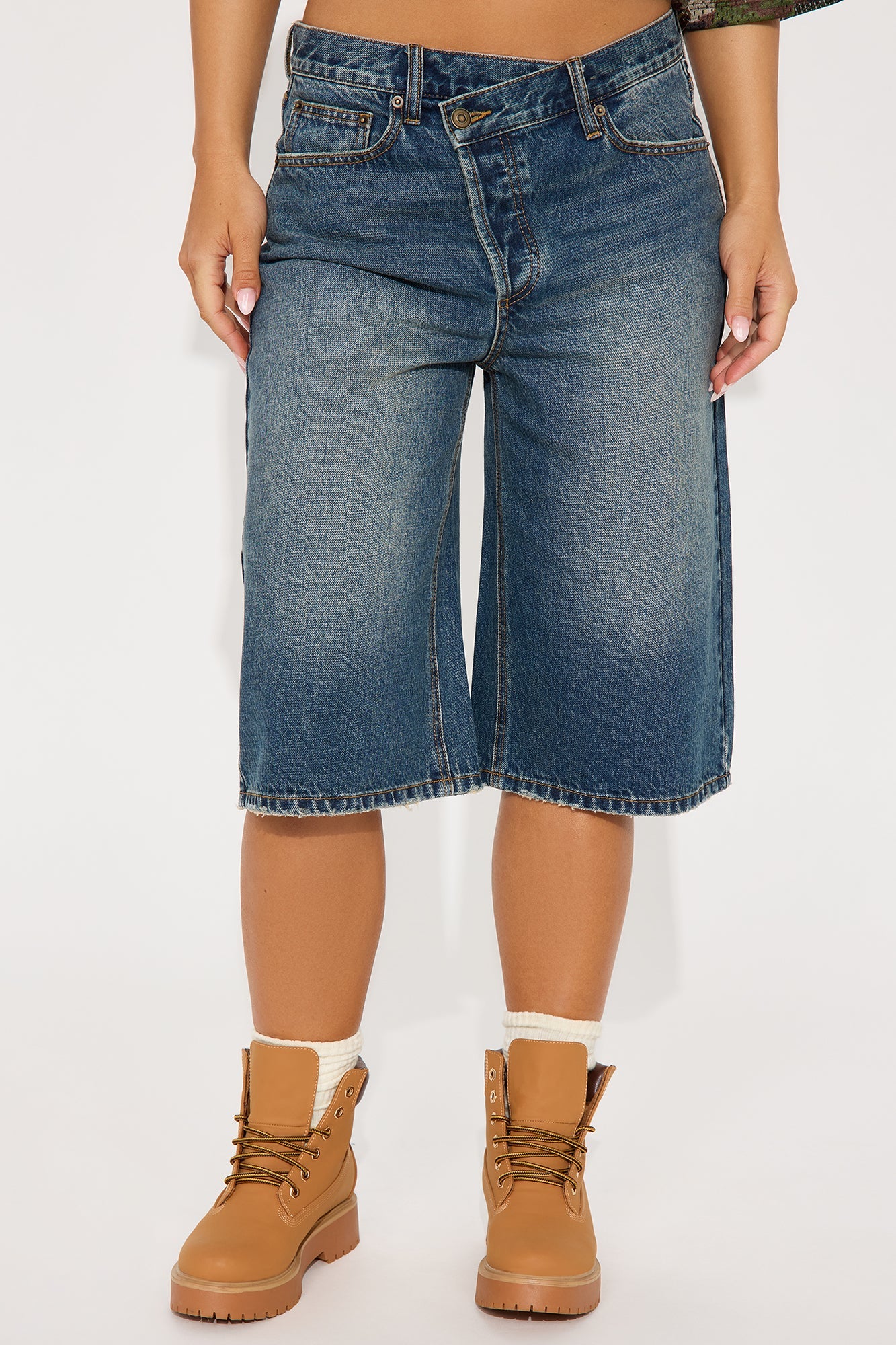 Take Whats Mine Crossover Denim Jorts - Dark Wash