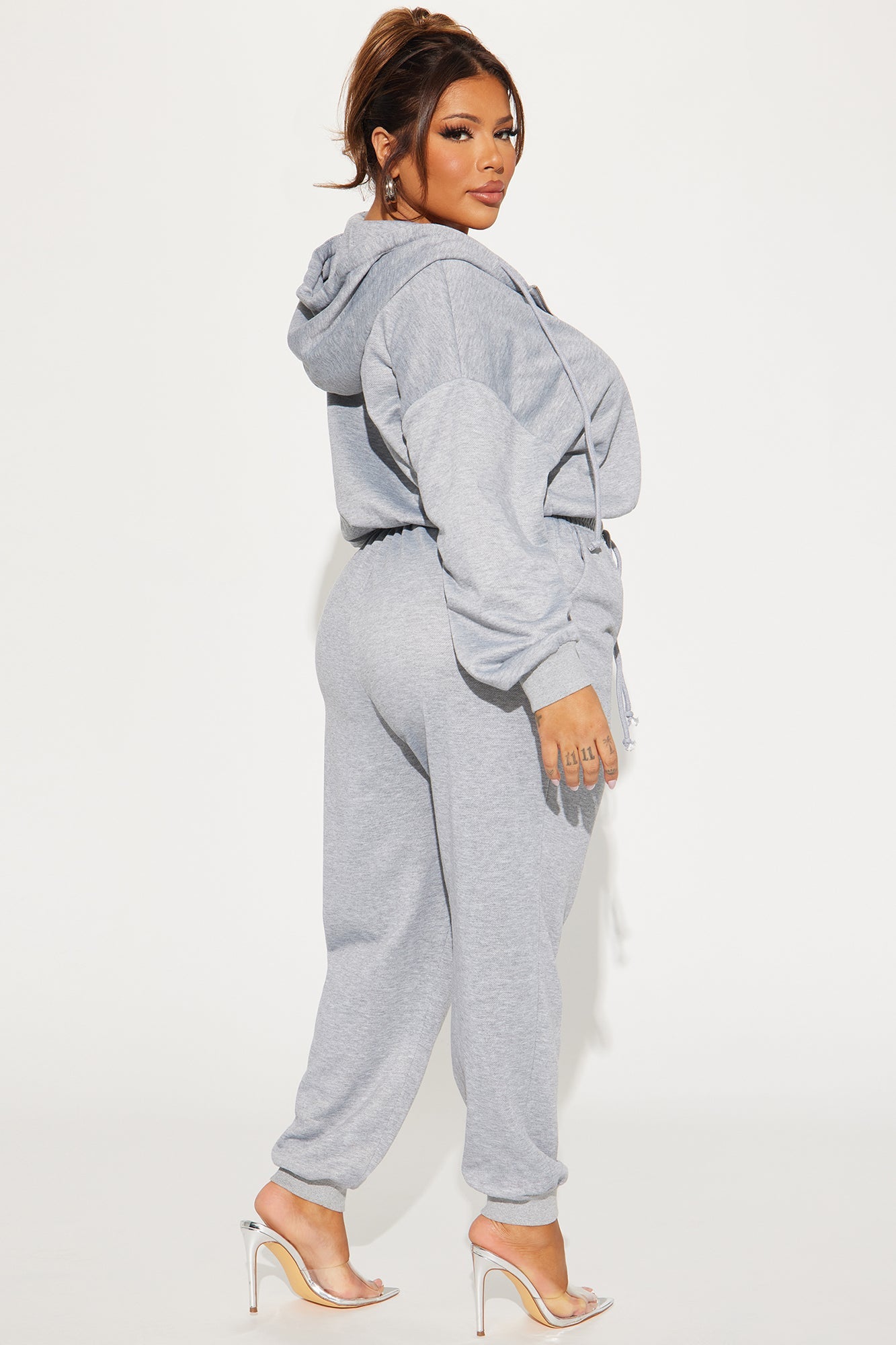 Stella Cinched Waist Sweat Jumpsuit - Heather Grey