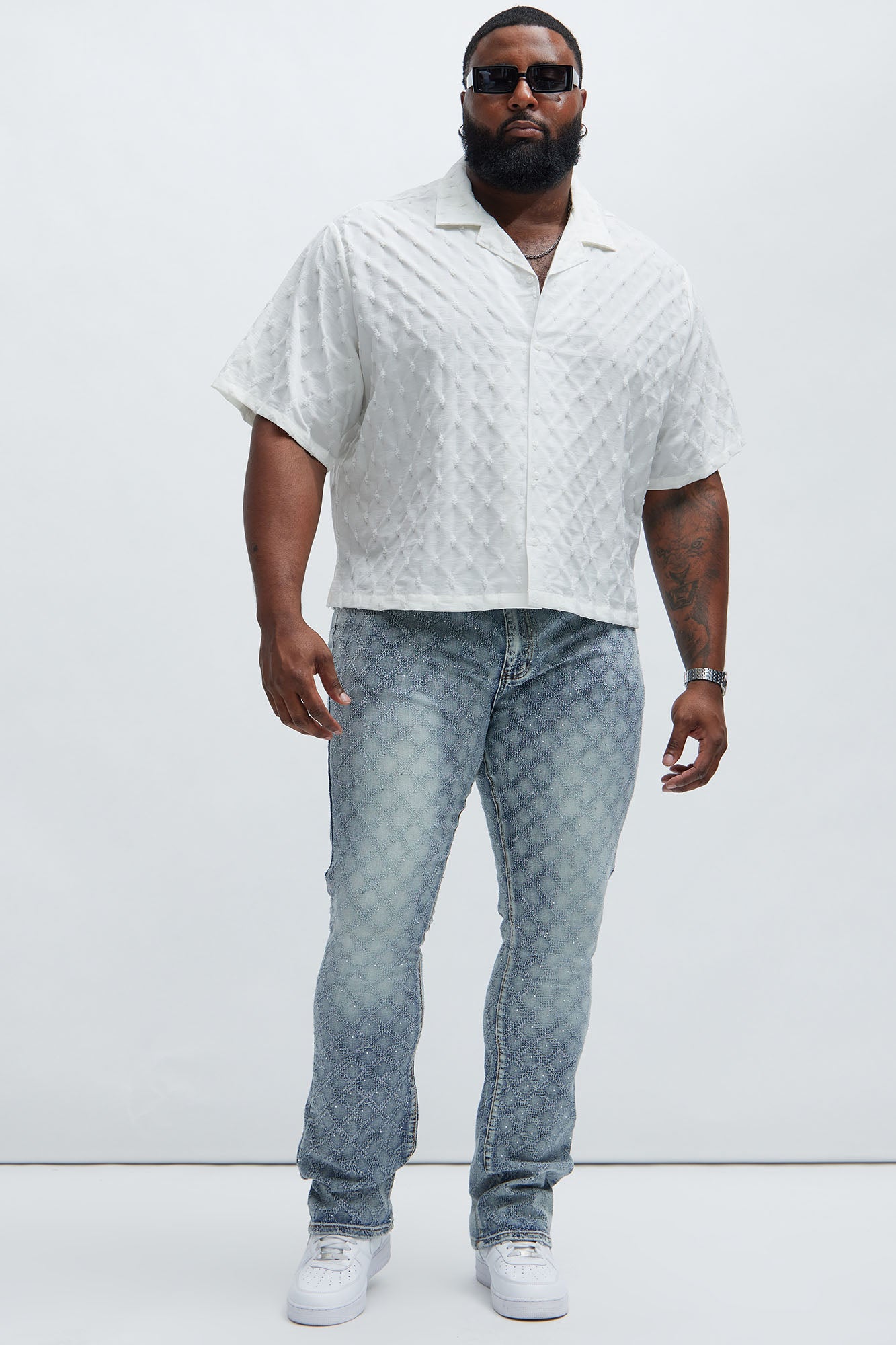 I Be Jeweled Stacked Skinny Flare Jeans - Light Blue