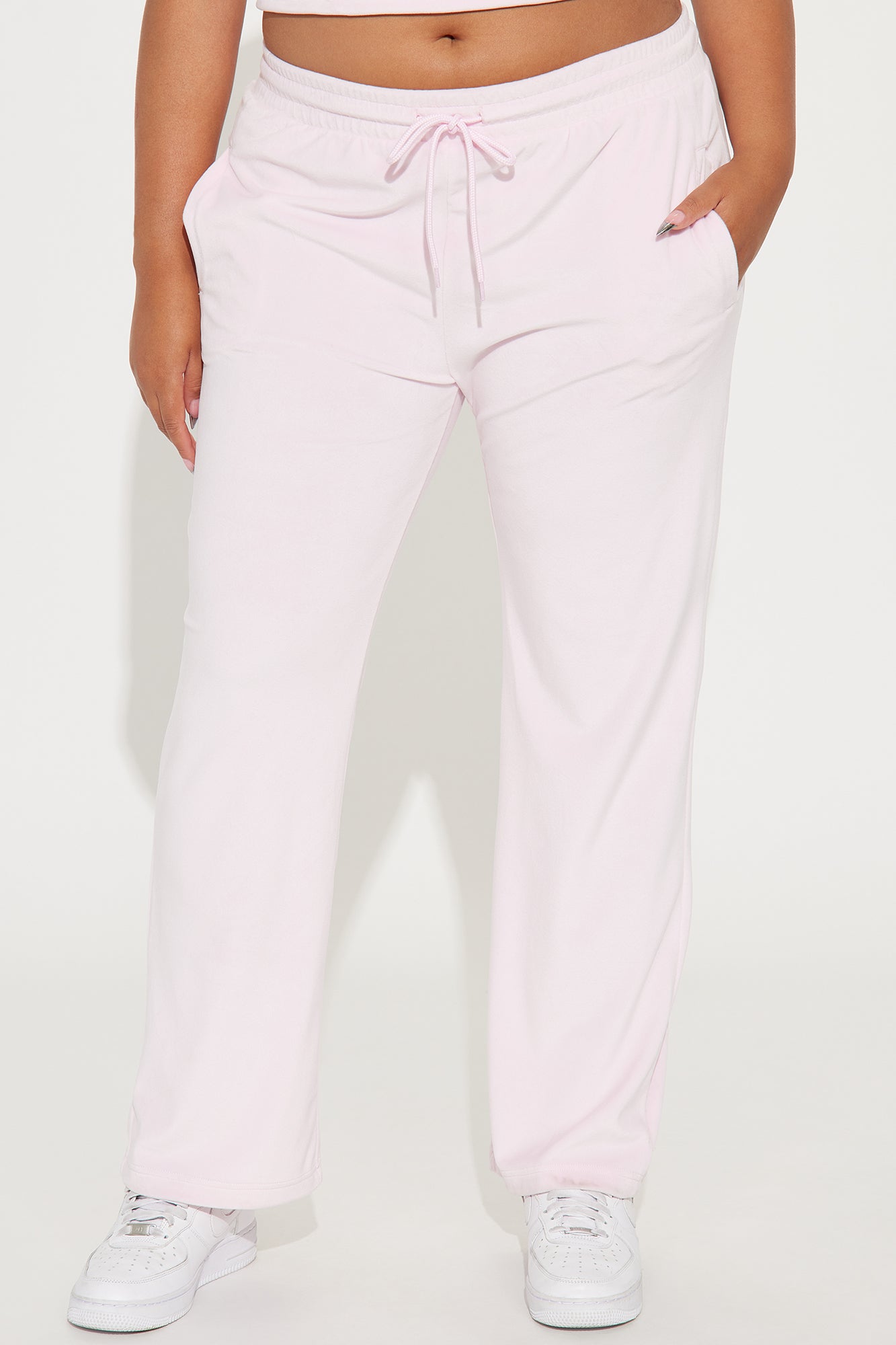 Von Dutch Velour Wide Leg Pant - Light Pink