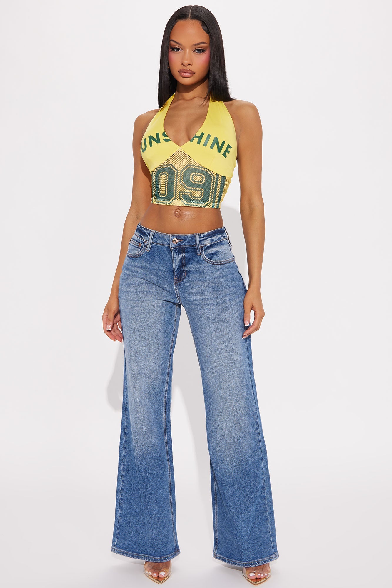 Flare For You Wide Leg Jeans - Medium Wash