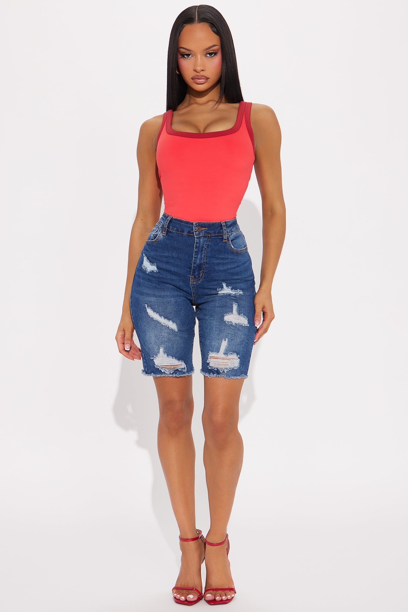 Tight Squeeze Lux Stretch Denim Bermuda Shorts - Dark Wash