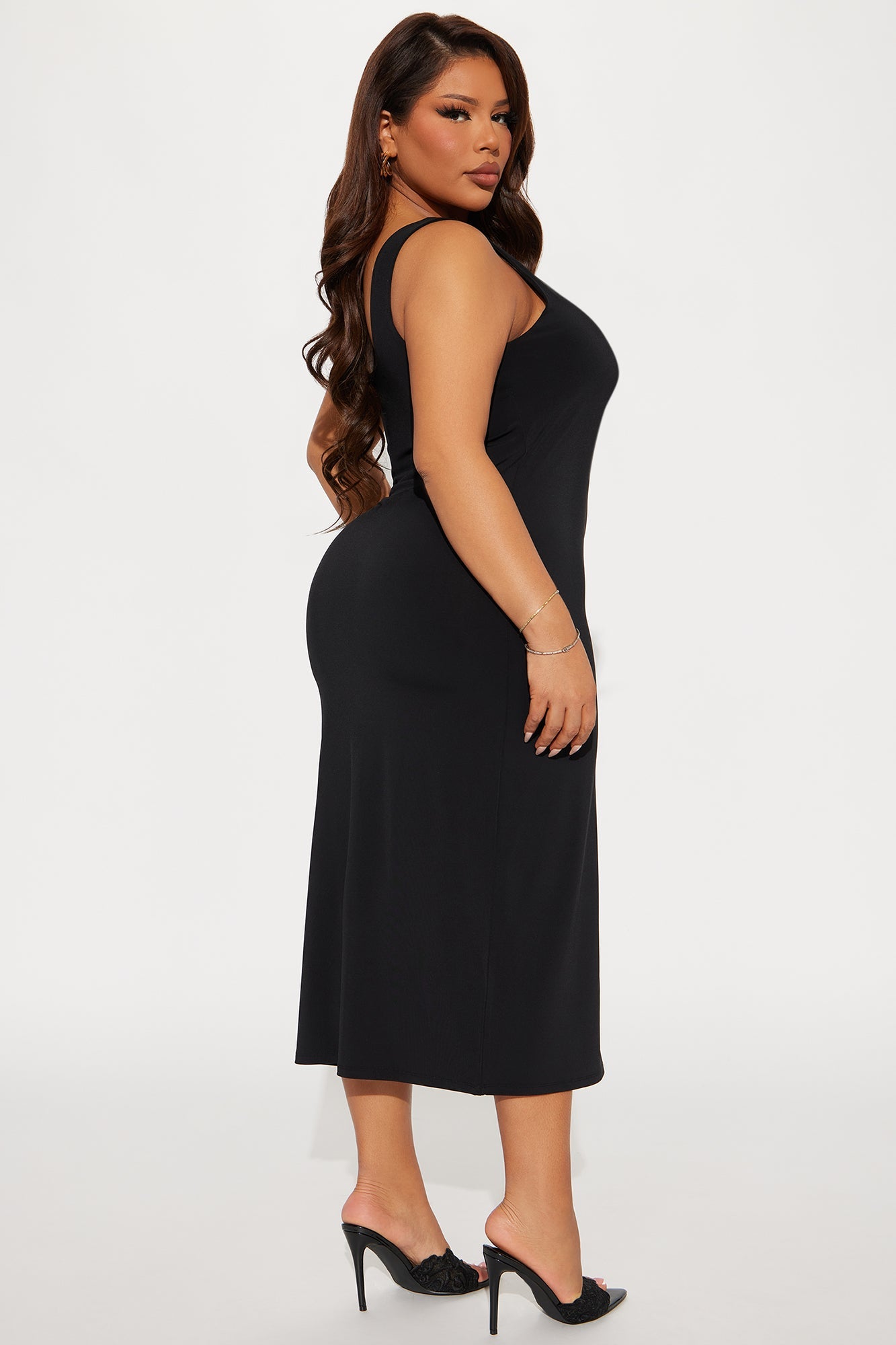 Kiss Me Sleeveless Midi Dress - Black
