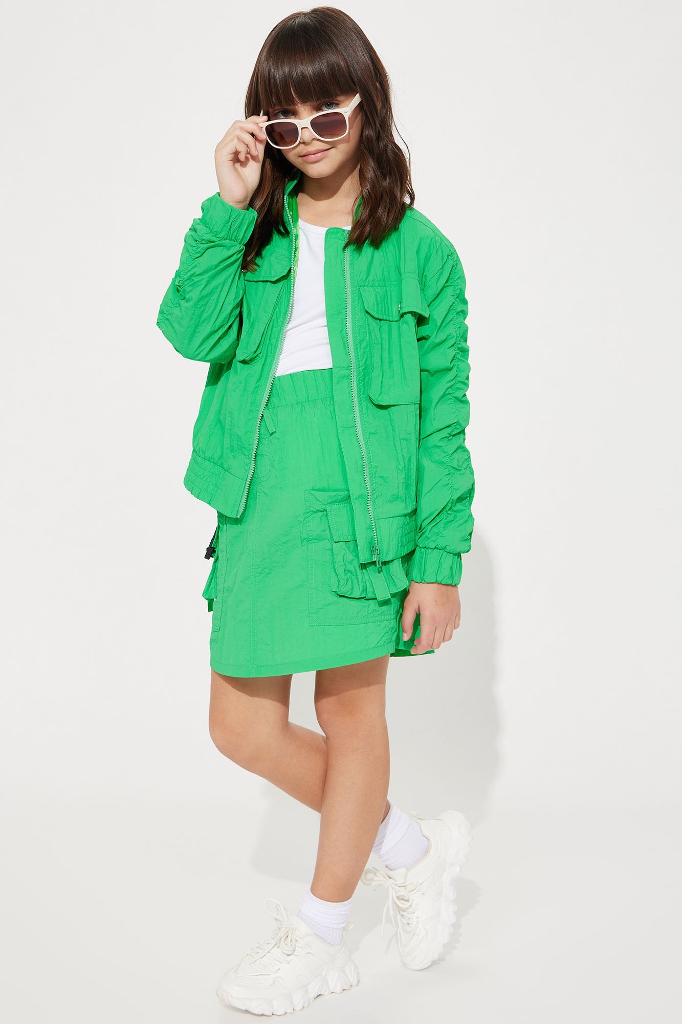 Mini Nylon Bomber Jacket - Kelly Green