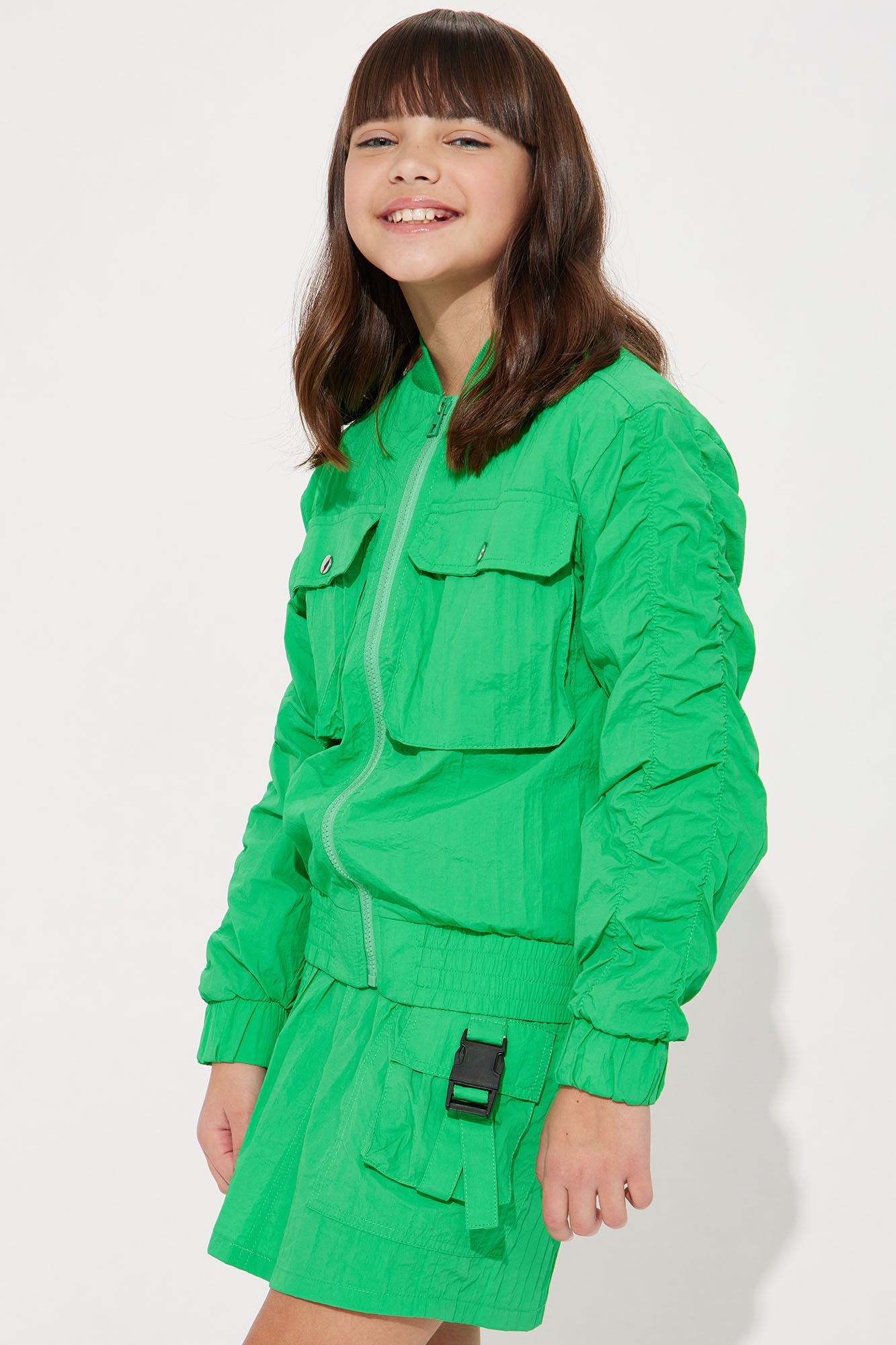 Mini Nylon Bomber Jacket - Kelly Green