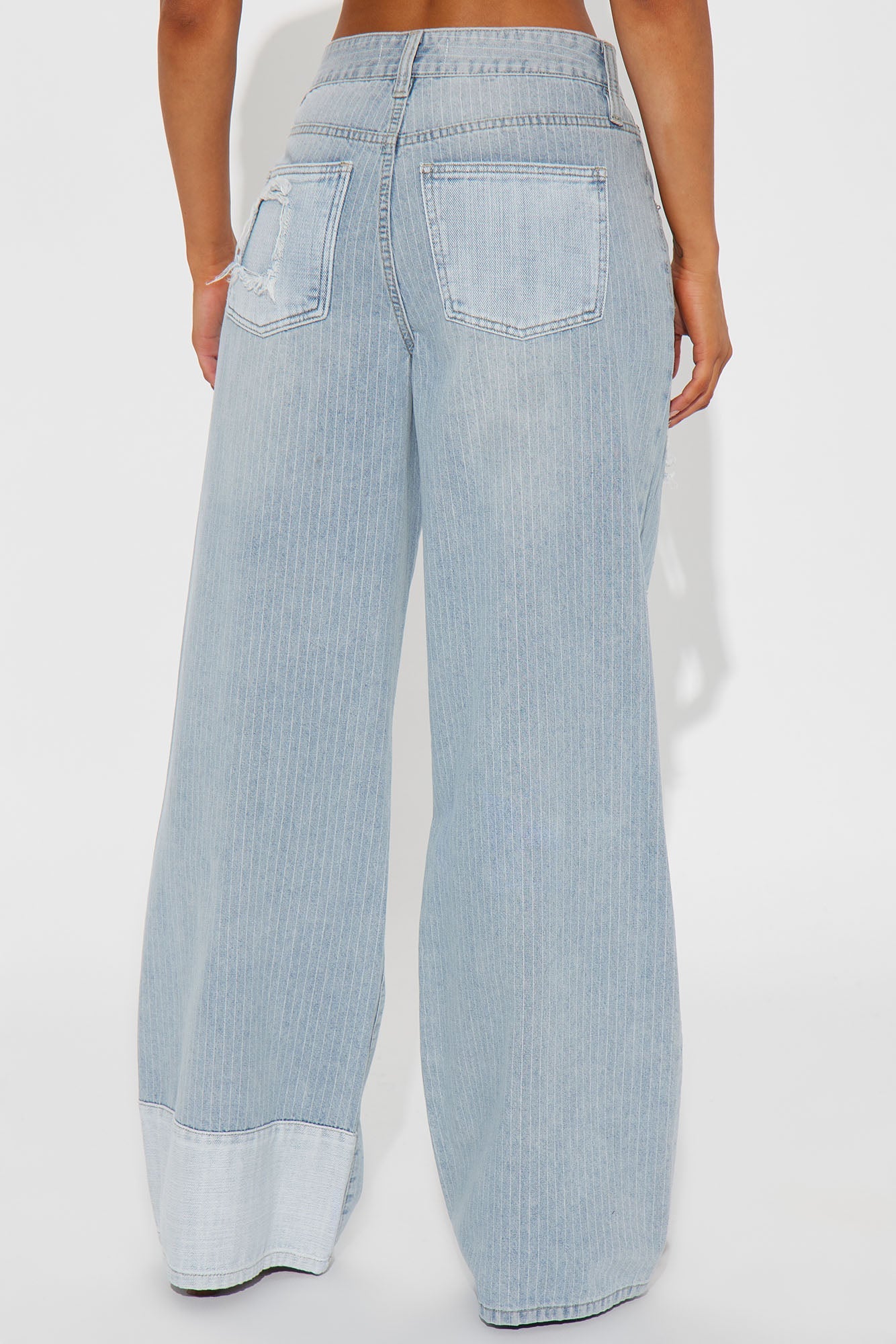 Cielo Non Stretch Destructed Wide Leg Jeans - Light Wash