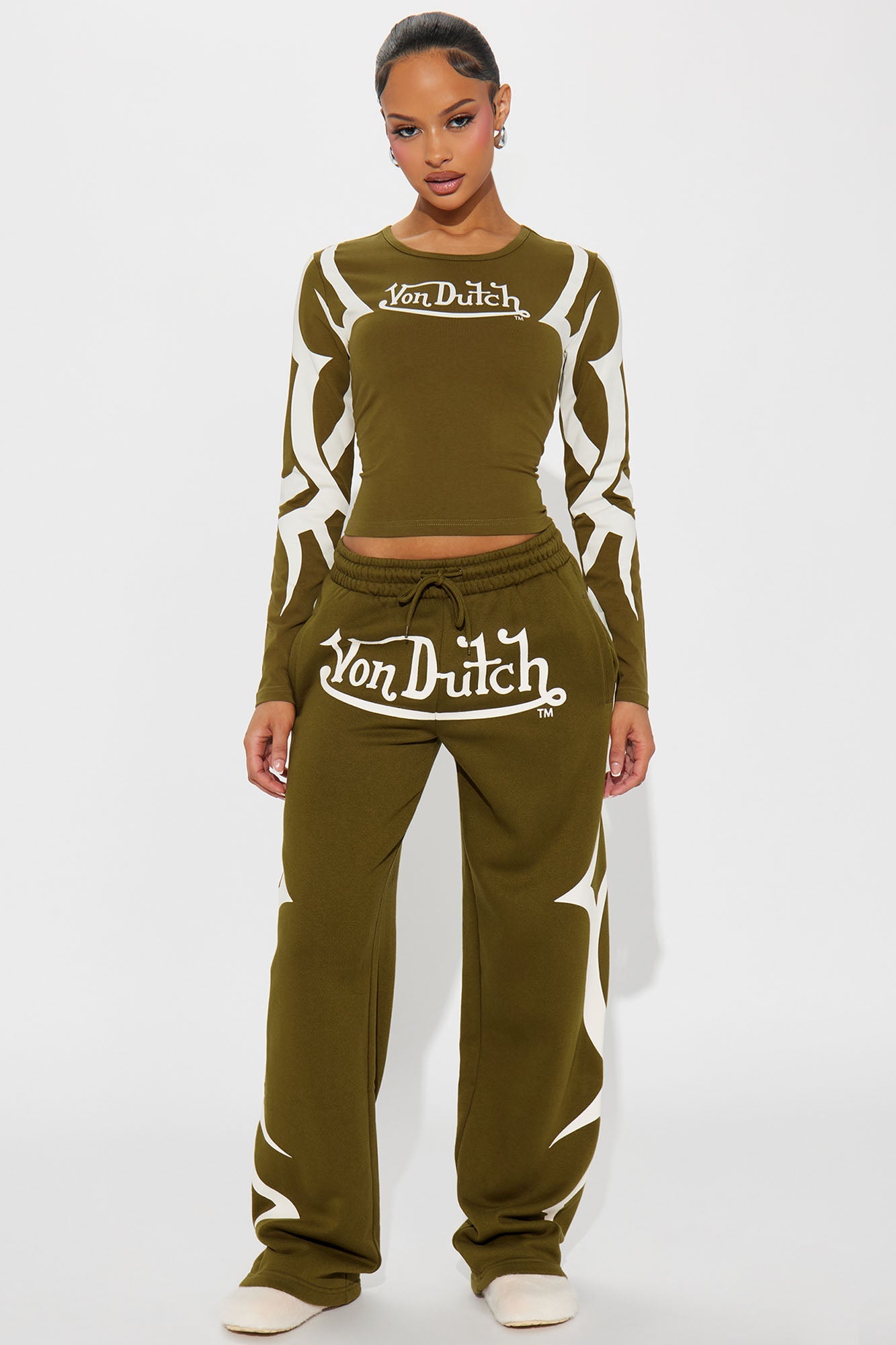 Von Dutch Trendy Wide Leg Pant - Olive