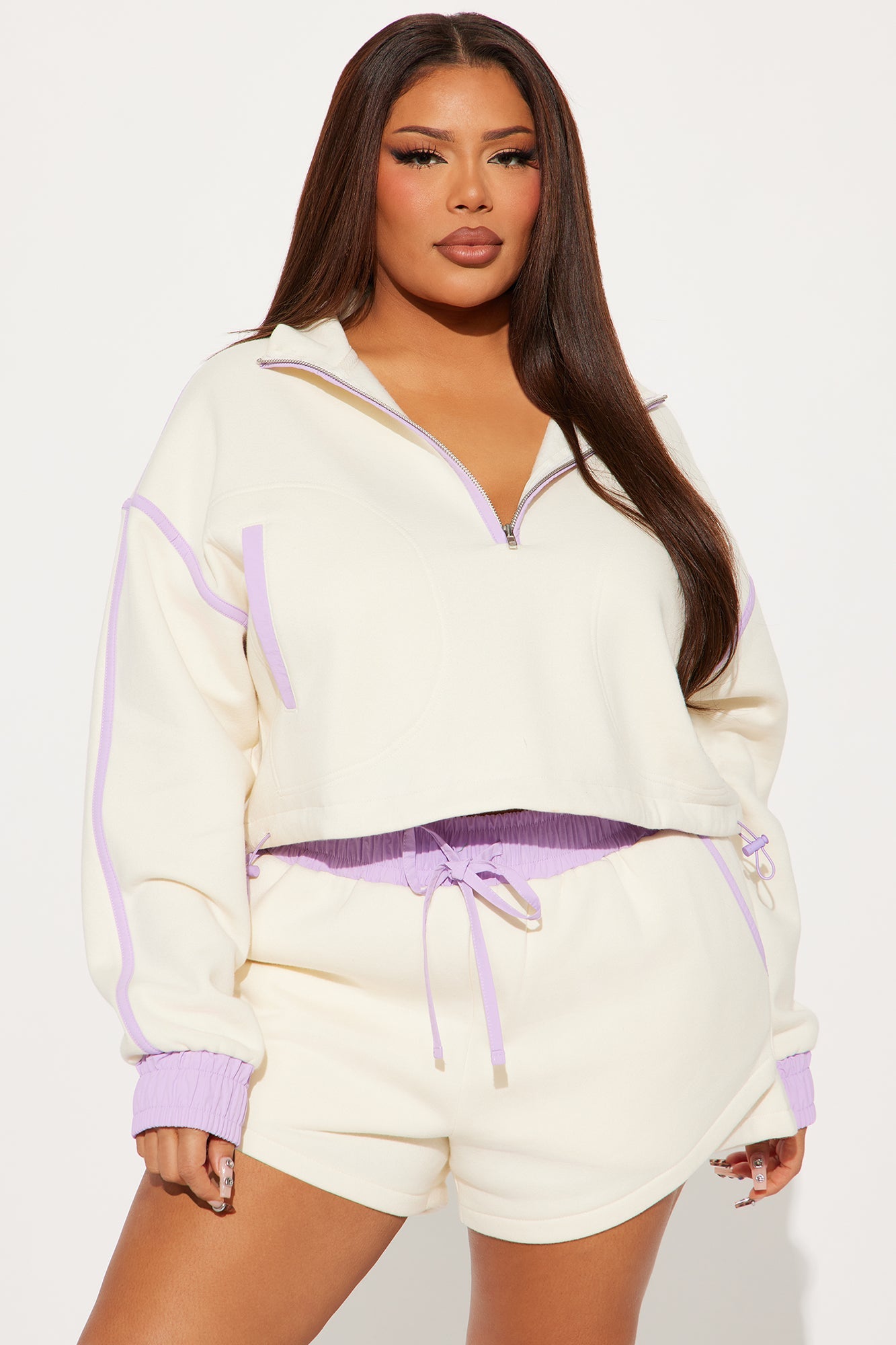 Callie Fleece Short Set - Cream