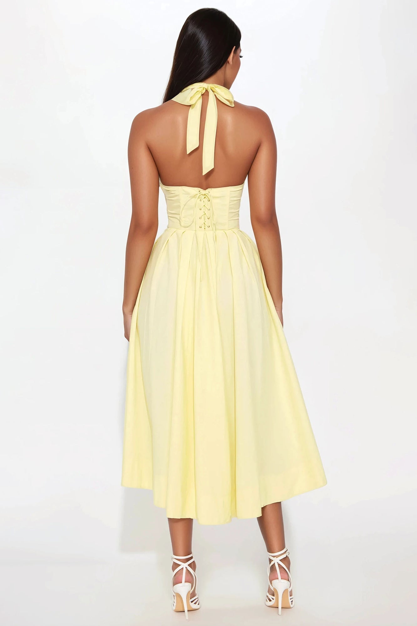 Claudine Floral Corset Midi Dress - Butter Yellow