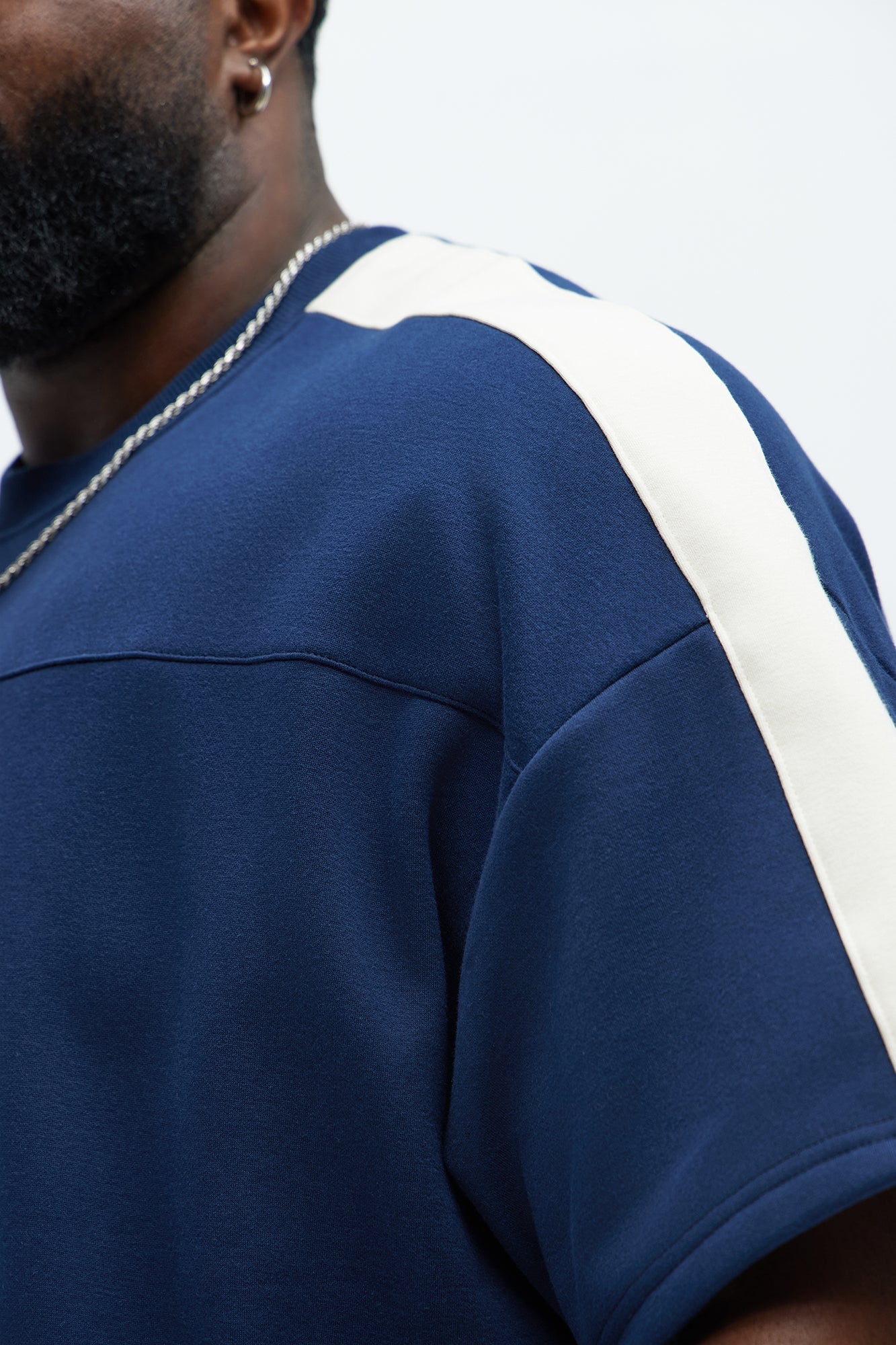 Tyson Oversized Heavyweight Striped Tee - Navy