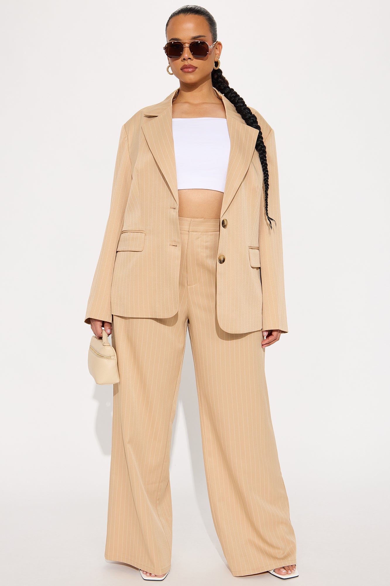 Kelsey Pinstripe Trouser - Tan