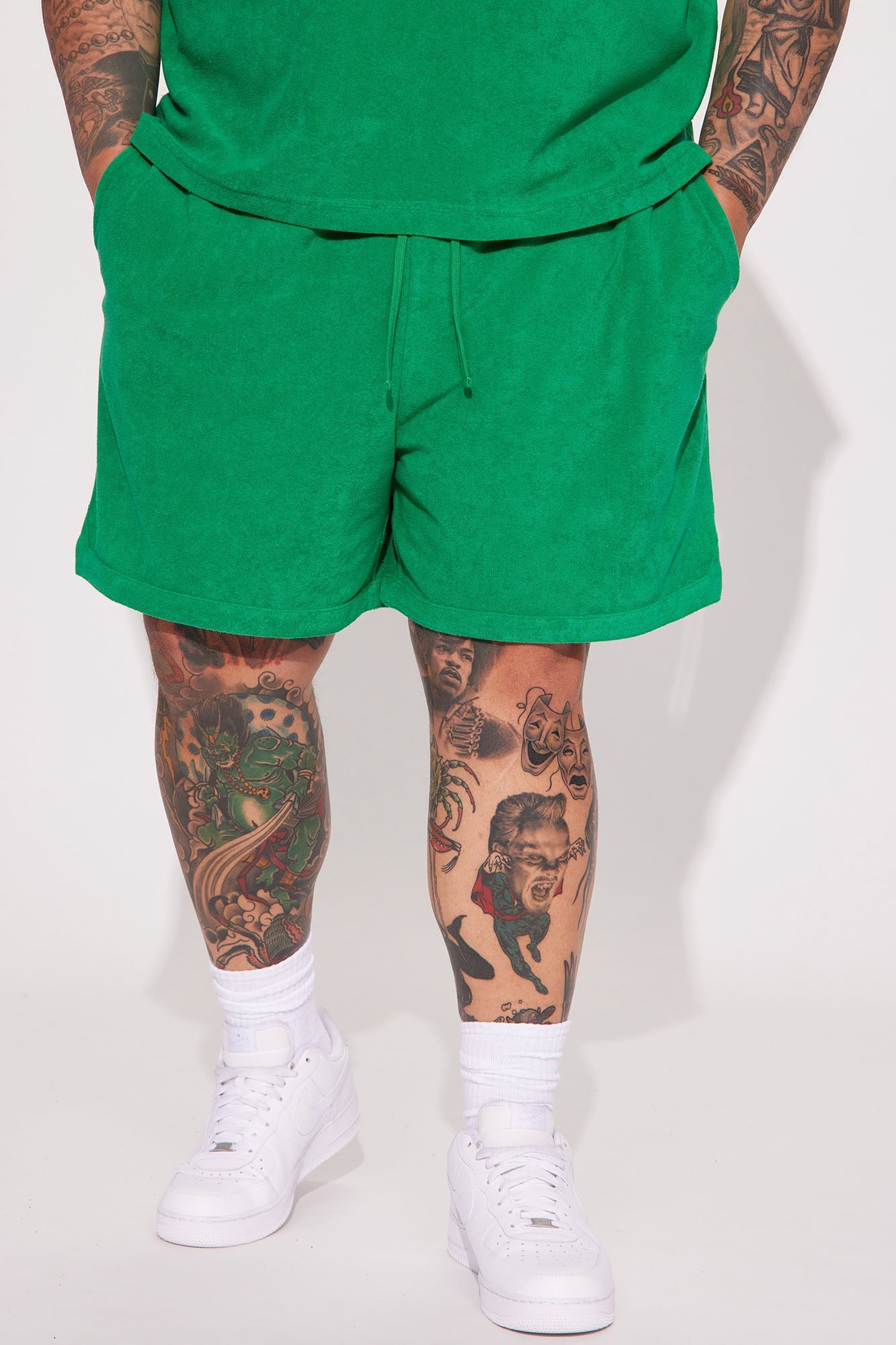 Dipped Terry Knit Shorts - Green