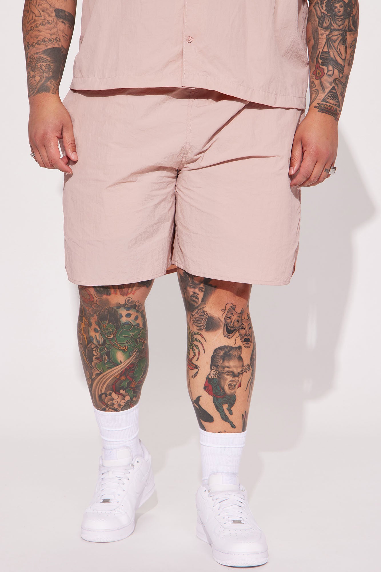 Batter Up Crinkle Nylon Volley Shorts - Mauve