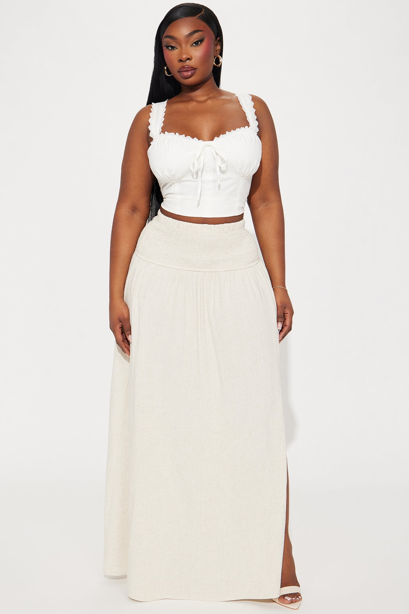 Layla Linen Maxi Skirt - Tan