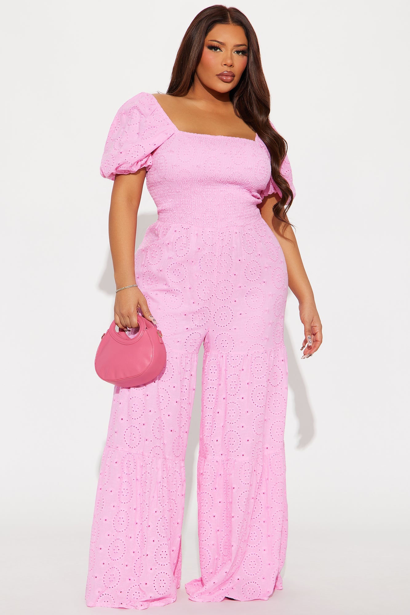 Marlena Eyelet Lace Jumpsuit - Pink