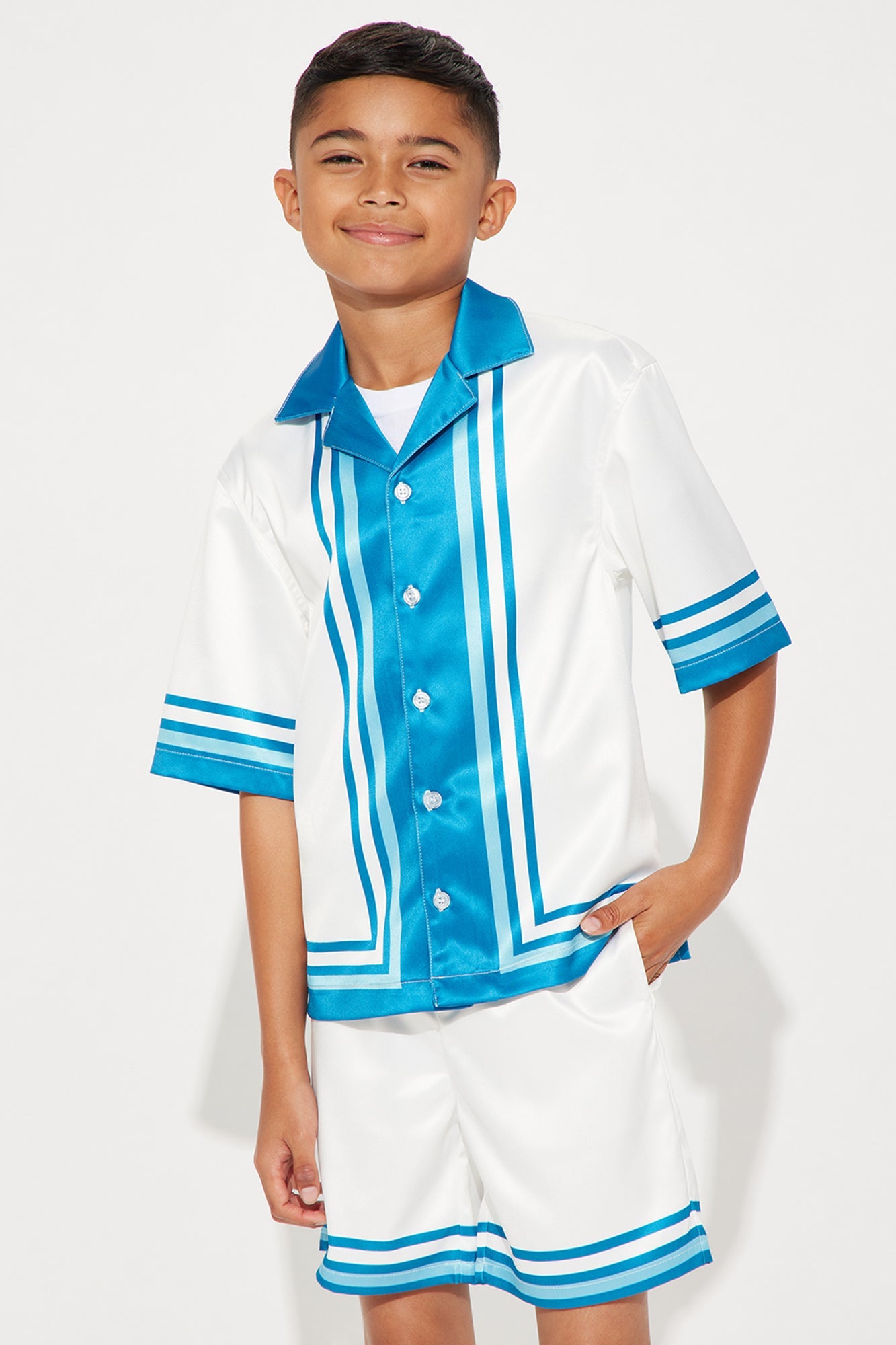 Mini Edgar Printed Stripes Shirt - White/combo