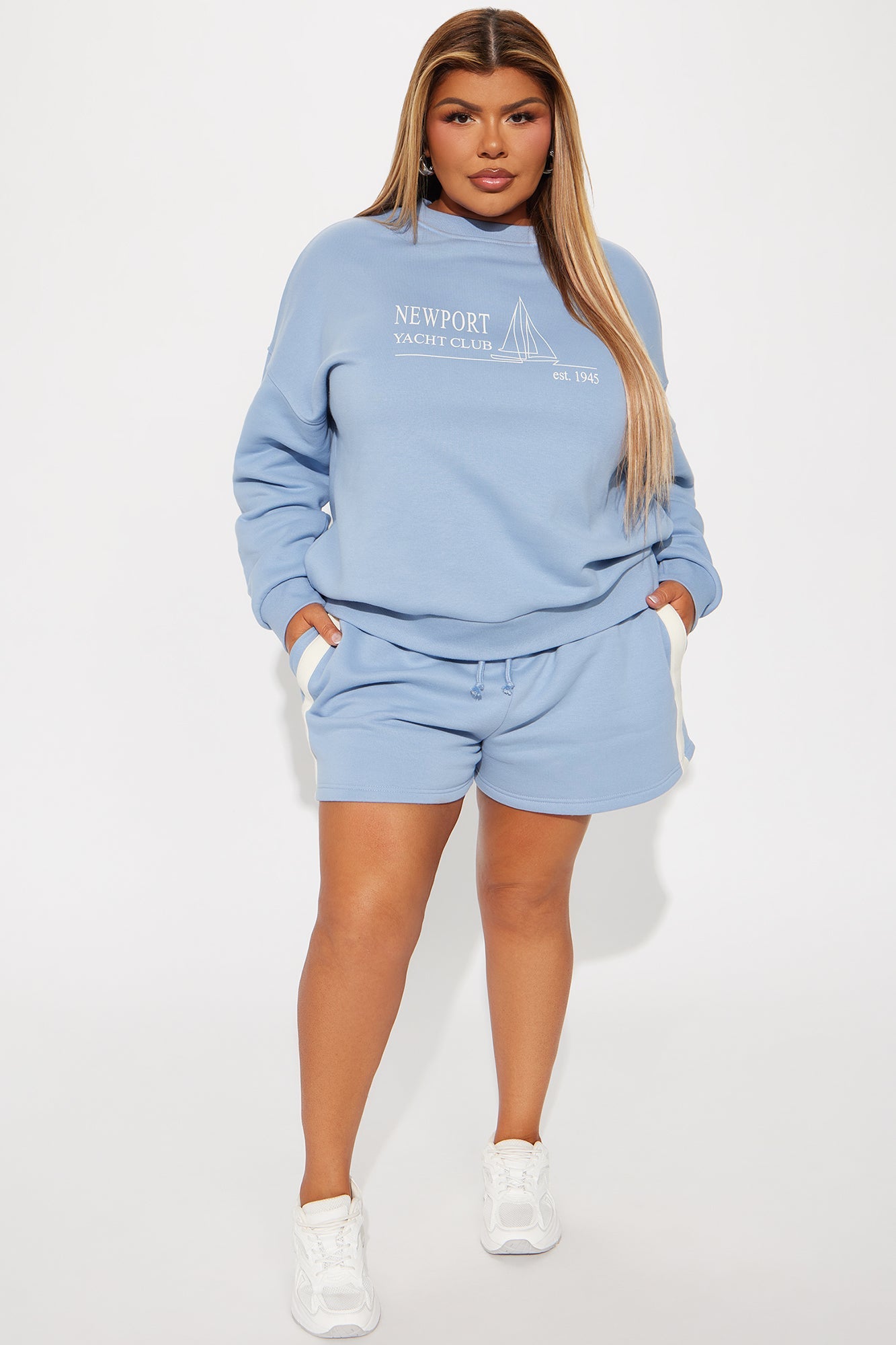 Newport Fleece Crew Neck Sweatshirt Set - Slate Blue
