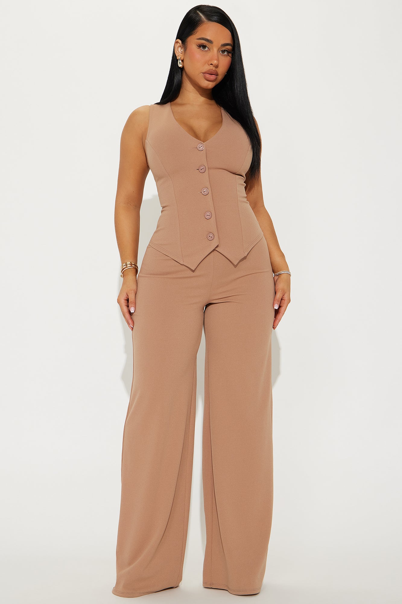 Work Flow Wide Leg Jumpsuit - Mocha
