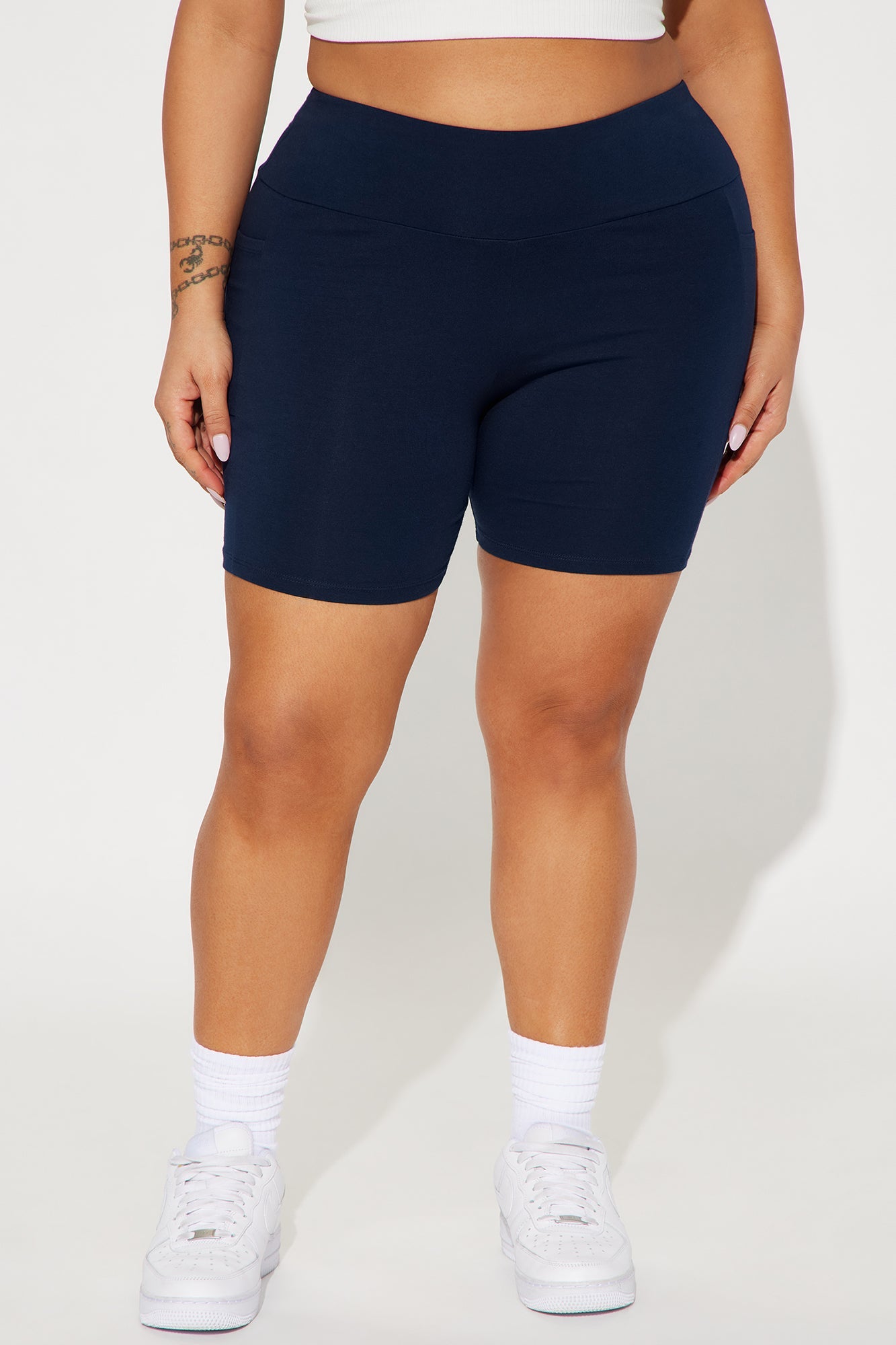 Abbey High Rise Biker Short - Navy