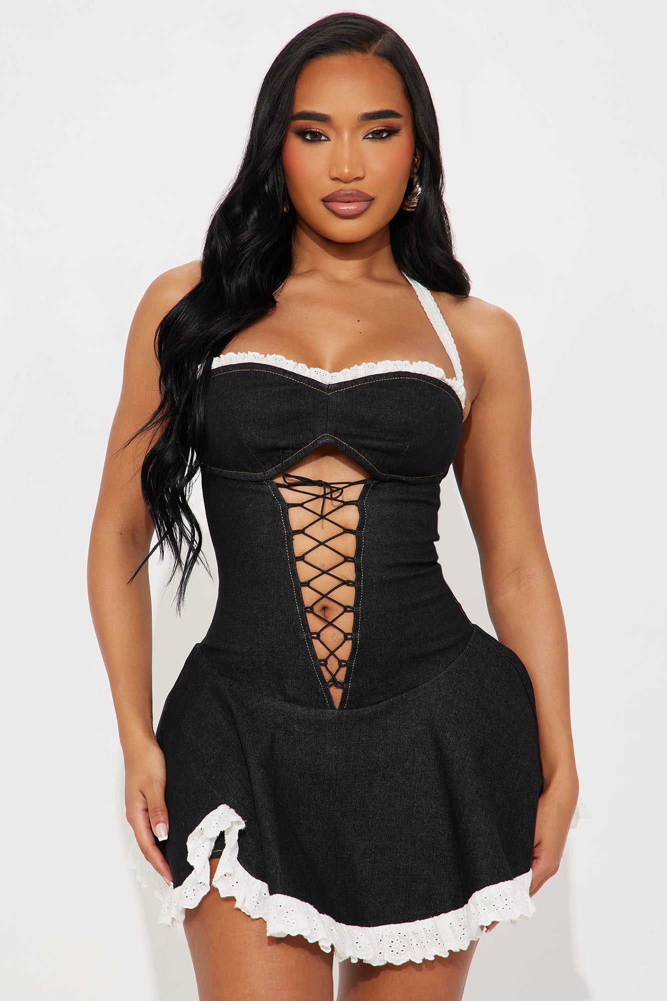 Rebecca Washed Denim Romper - Black Wash