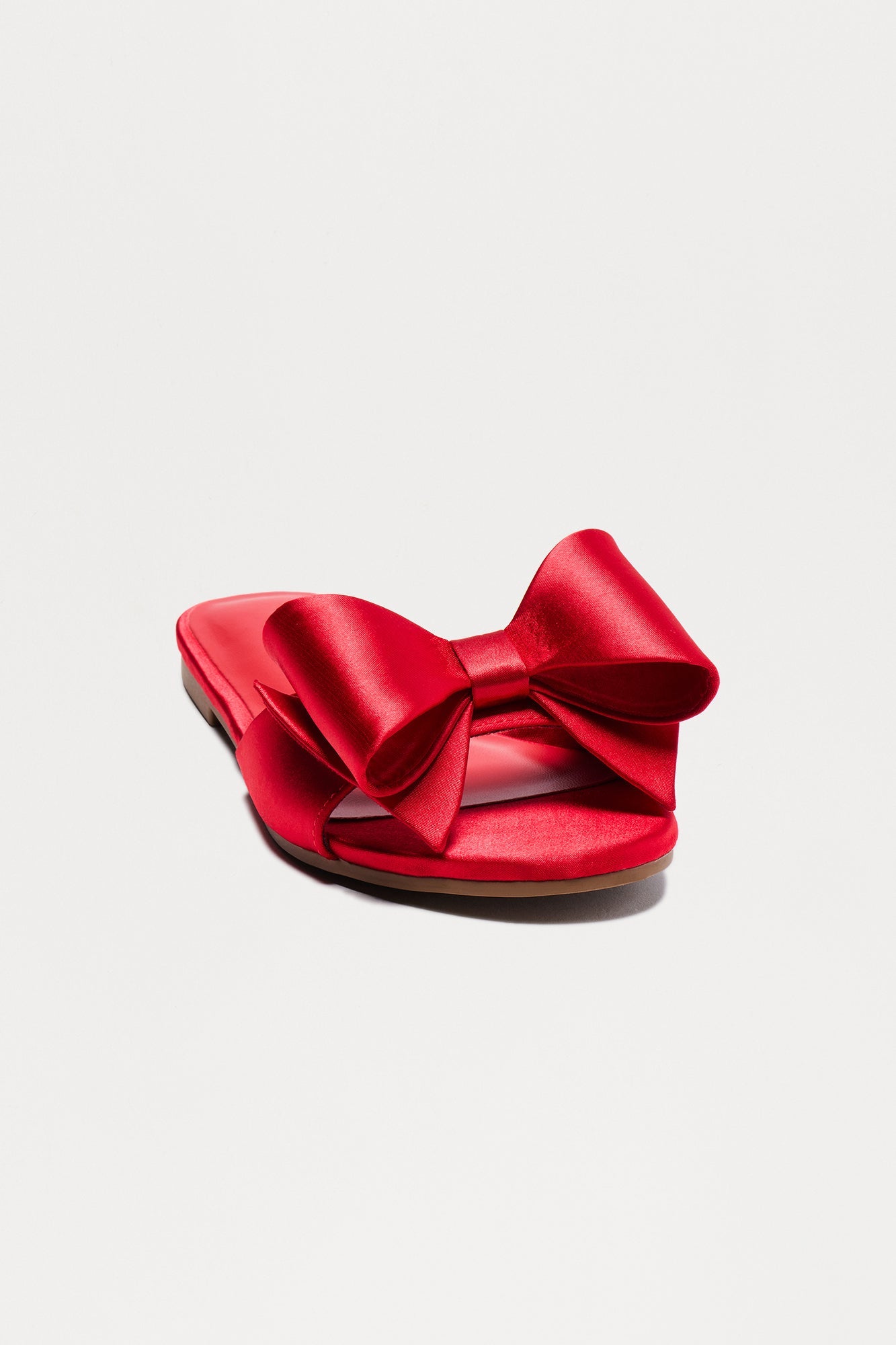Ethel Bow Satin Sandals - Red