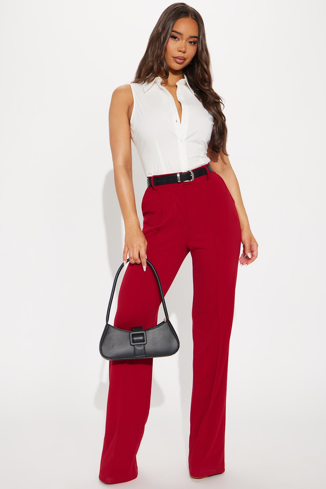 Tall Heidi Wide Leg Trouser Pant - Red