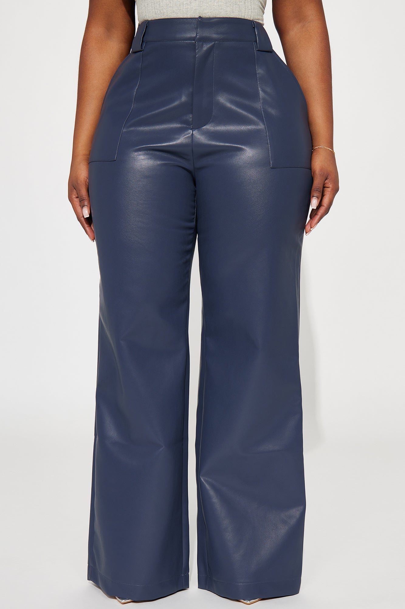 Tailored For You Faux Leather Pant - Navy