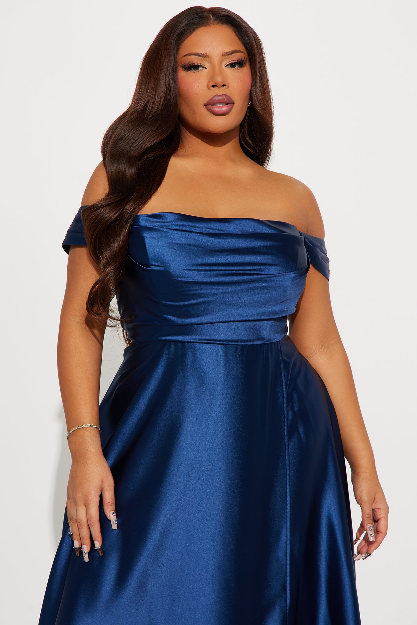 Rosalee Satin Gown - Navy