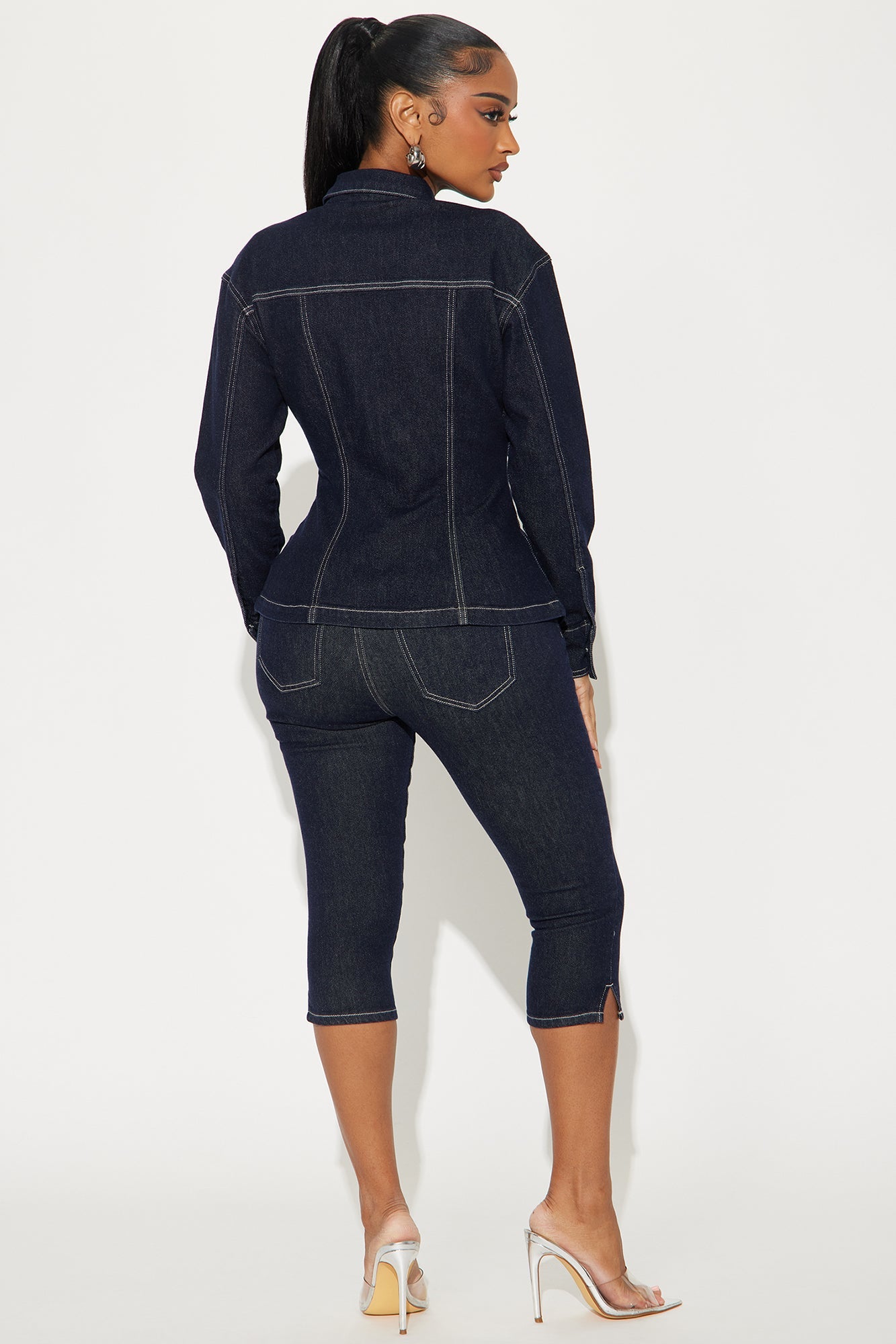 Yara Denim Capri Pant Set - Dark Wash