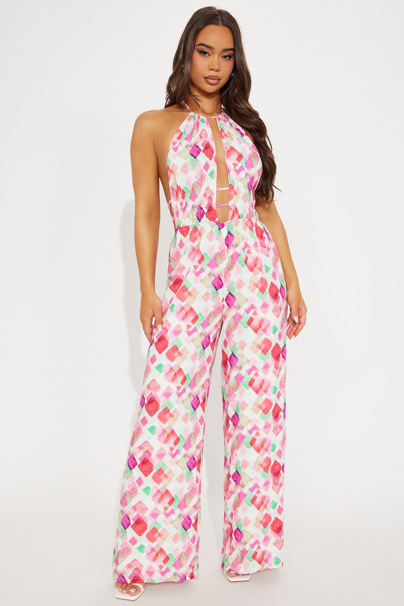 Squared Away Jumpsuit - Pink/combo