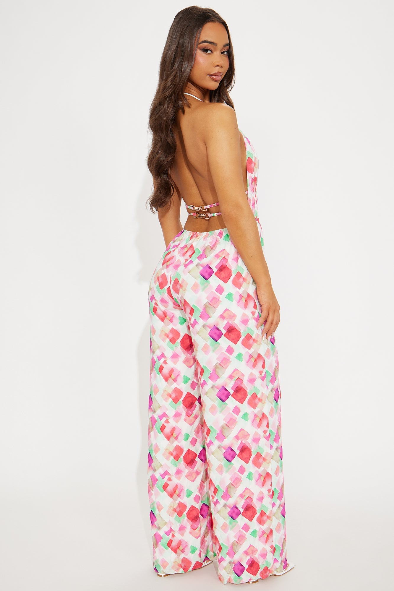 Squared Away Jumpsuit - Pink/combo
