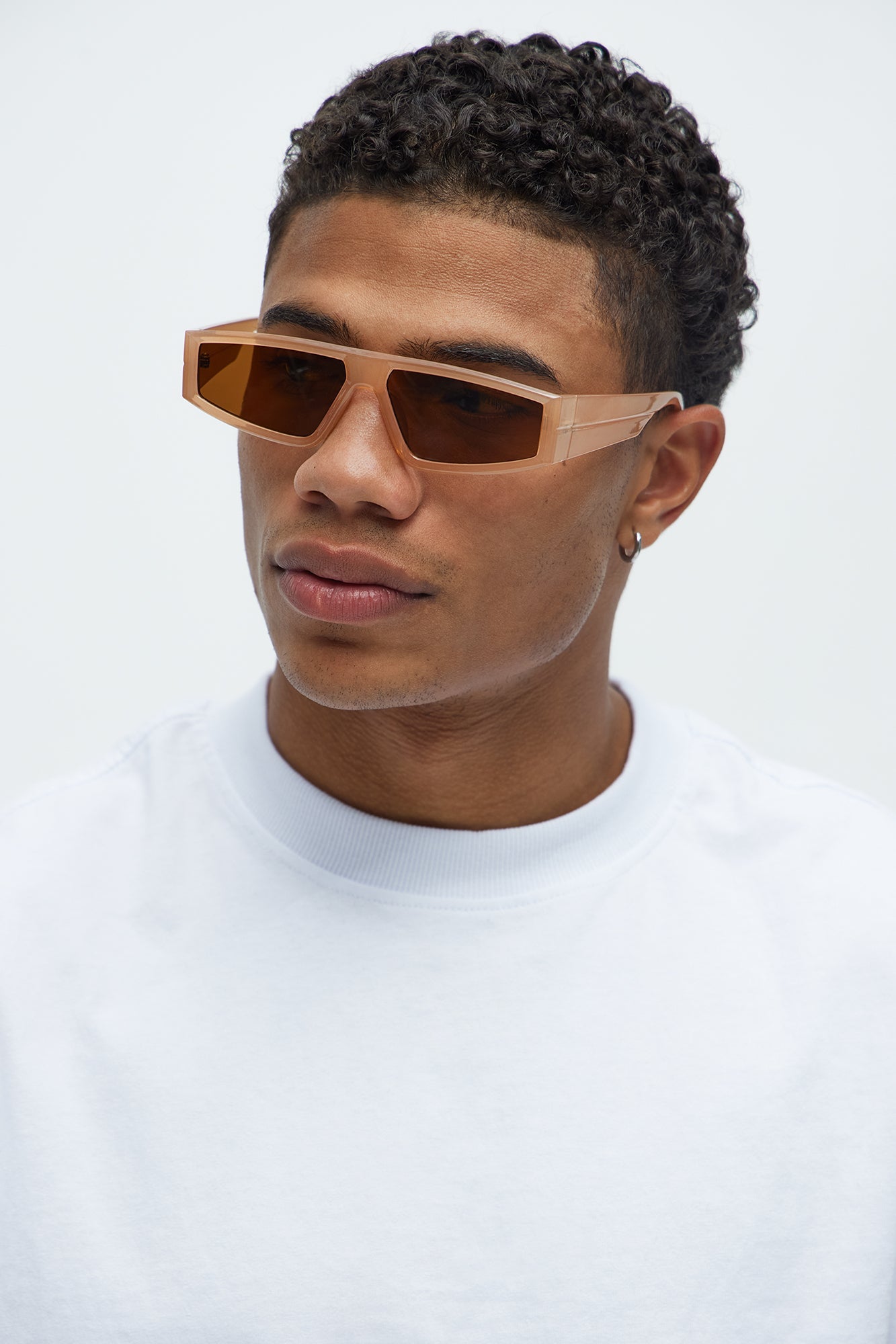 Hustle Rectangle Sunglasses - Peach