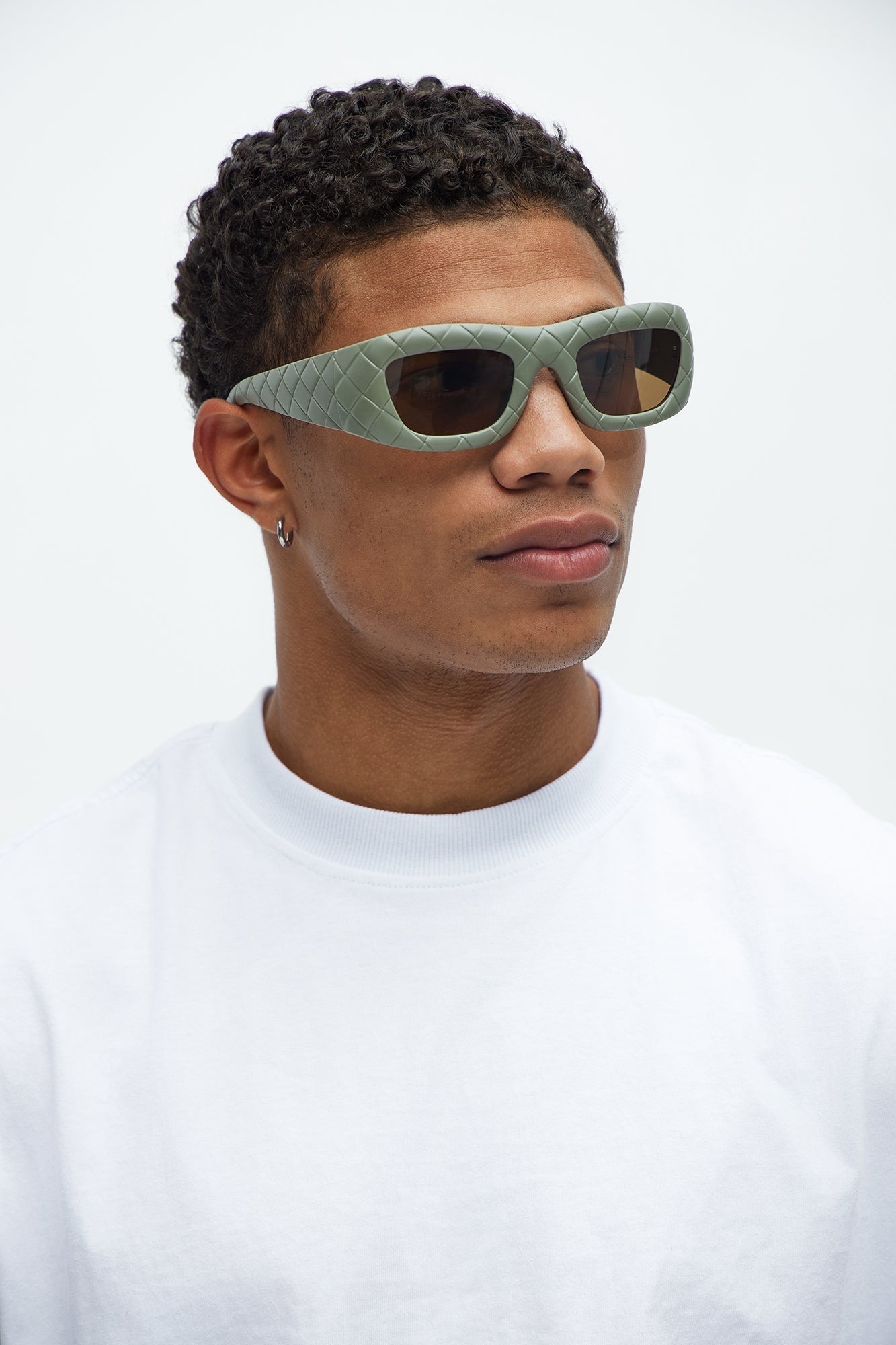 Quilted Pattern Sunglasses - Olive