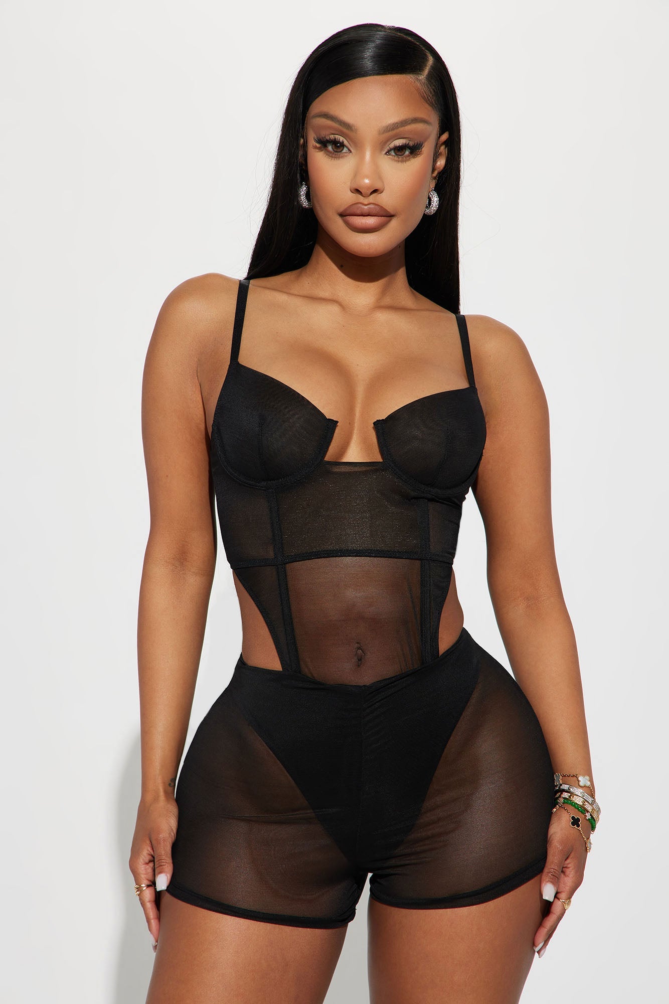 Willma Mesh Romper - Black