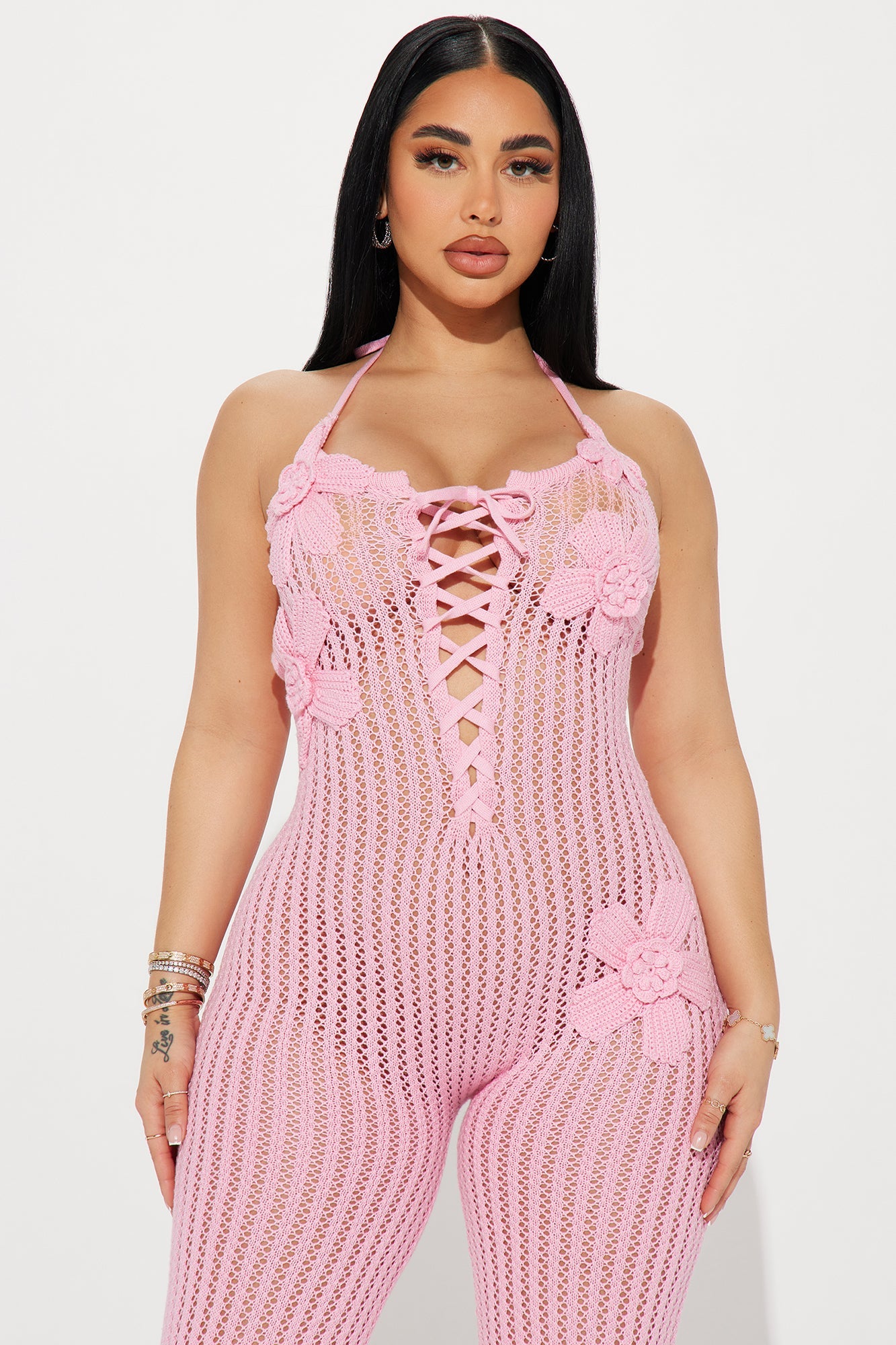 Kayley Crochet Jumpsuit - Pink