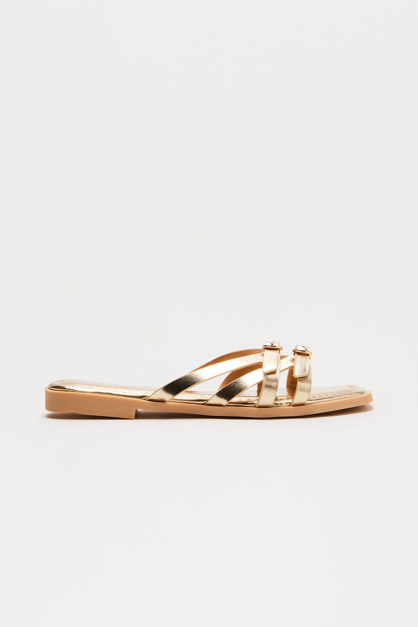 Tammy Faux Leather Slip On Sandals - Gold