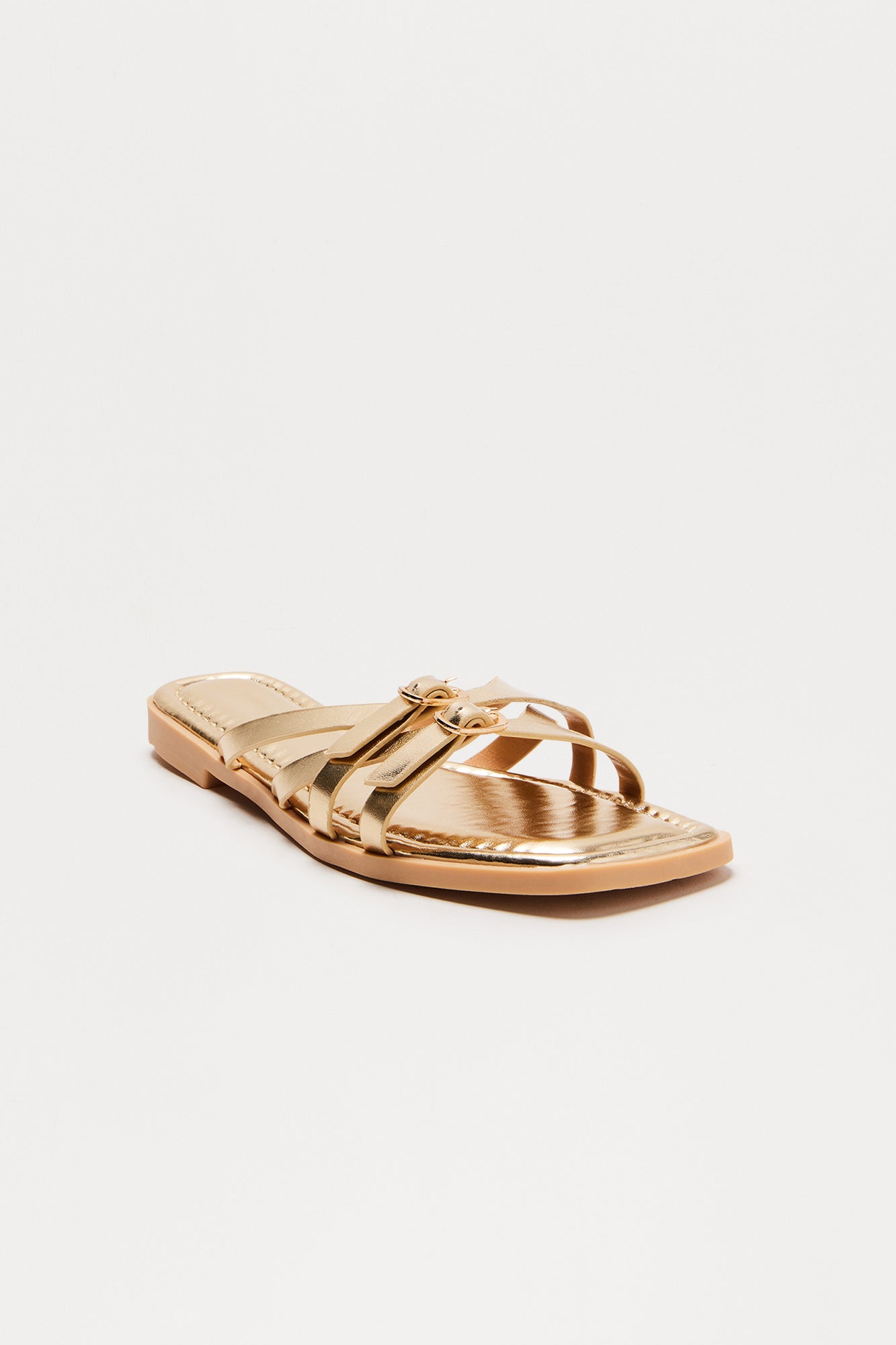 Tammy Faux Leather Slip On Sandals - Gold