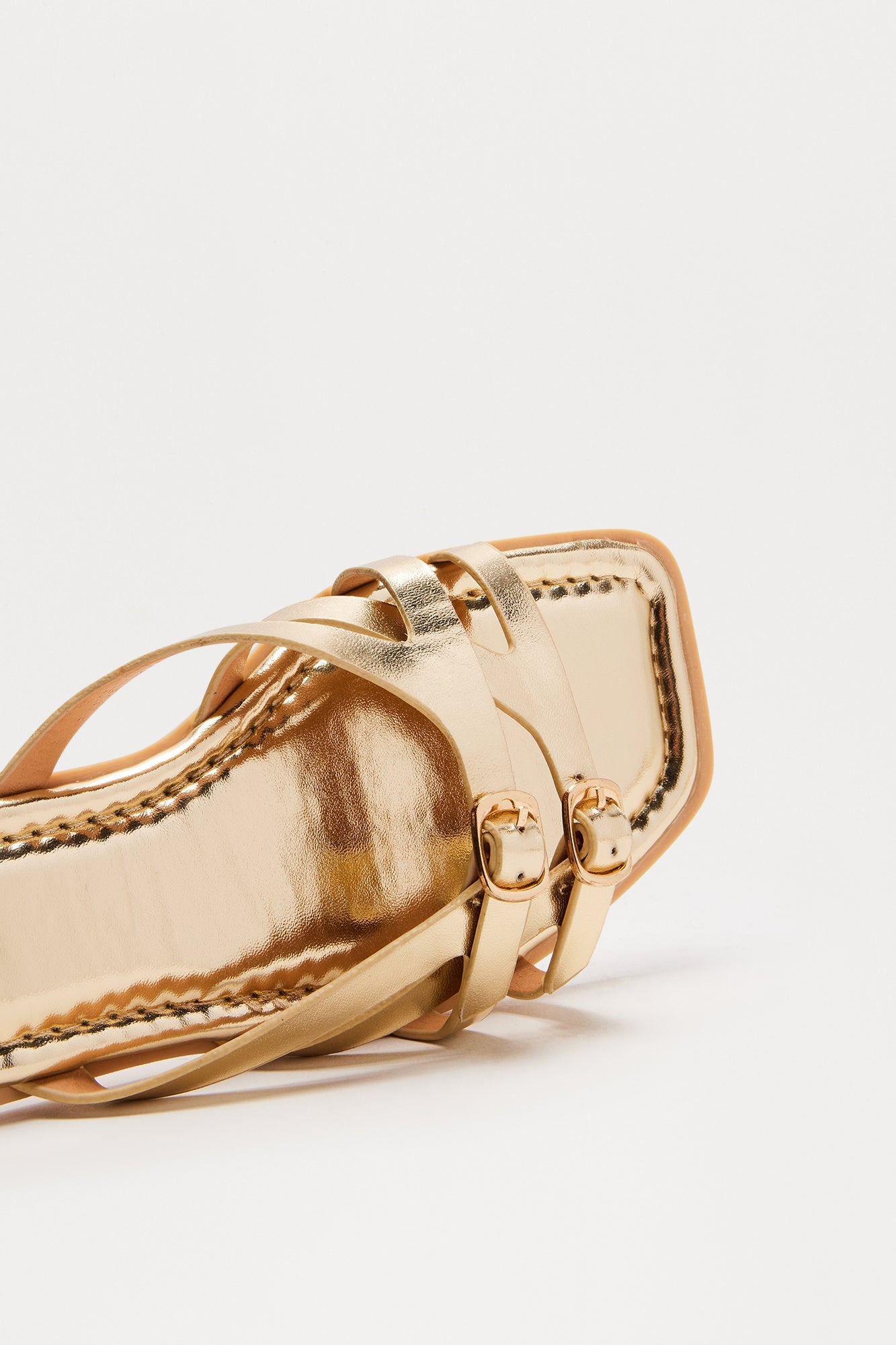 Tammy Faux Leather Slip On Sandals - Gold