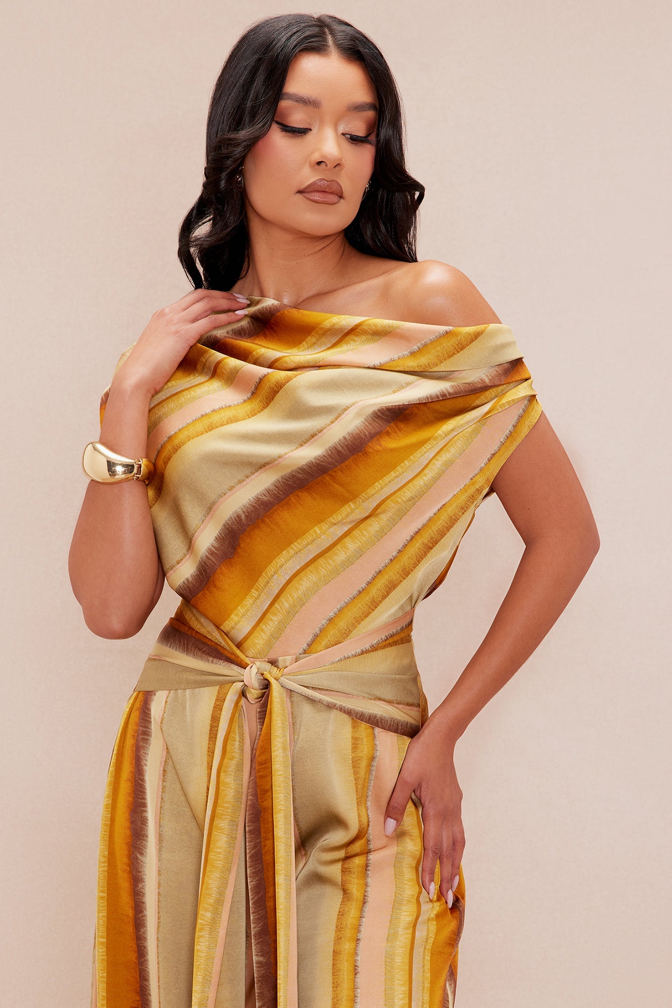 Rhiannon Satin Wide Leg Jumpsuit - Sage/combo