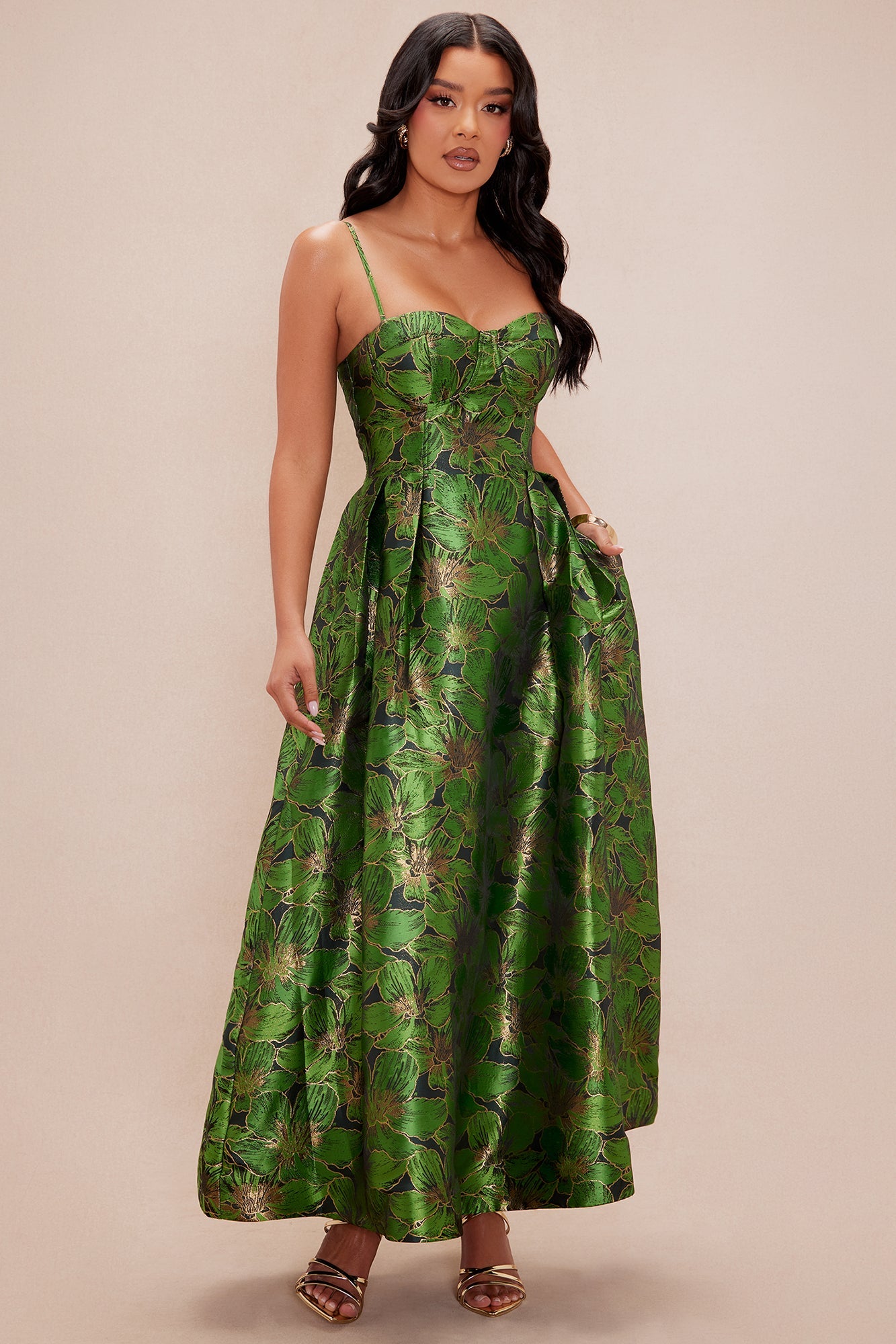 Jessica Jacquard Midi Dress - Green