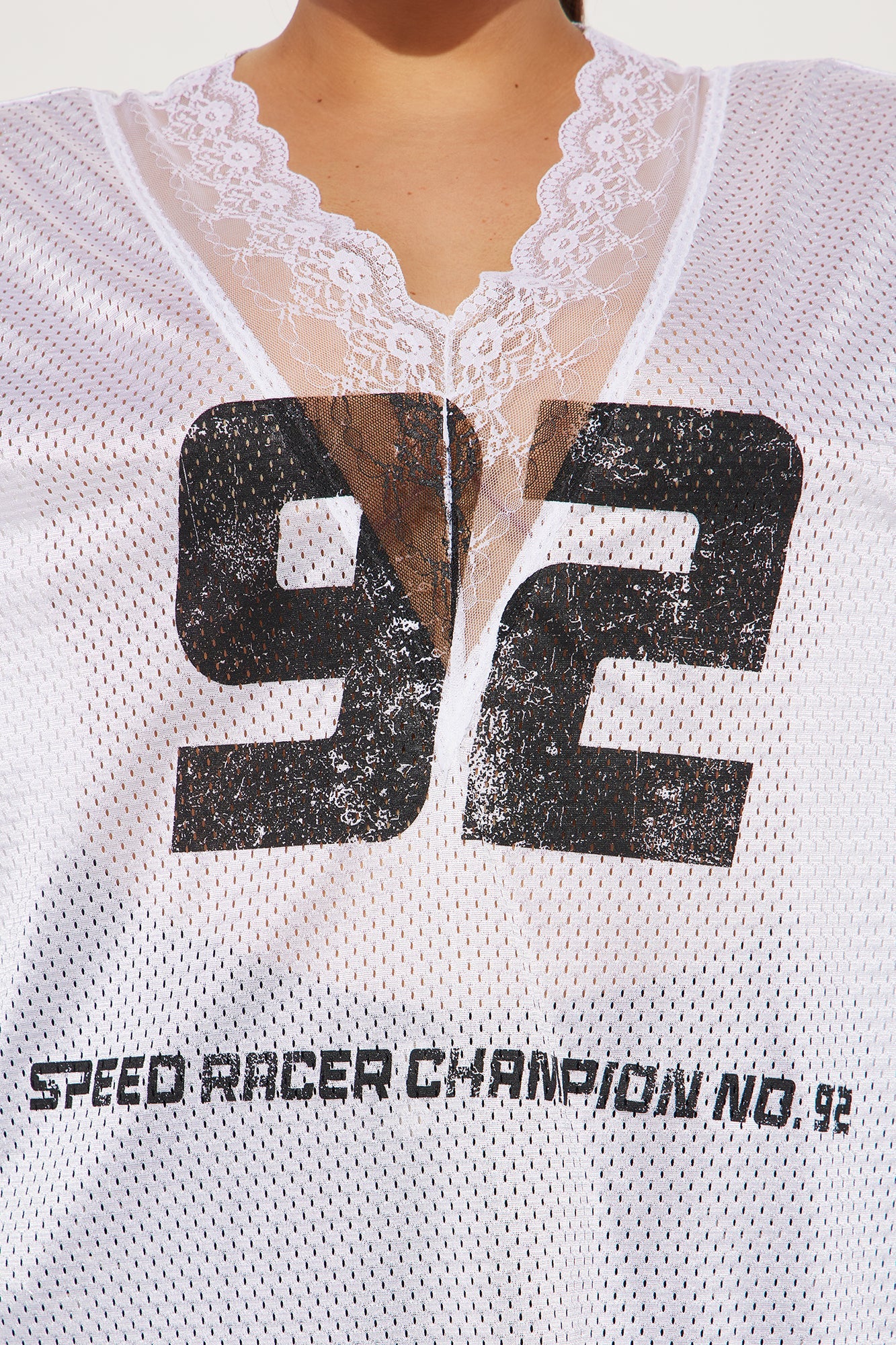 Box Suite Lace Jersey Tee - White