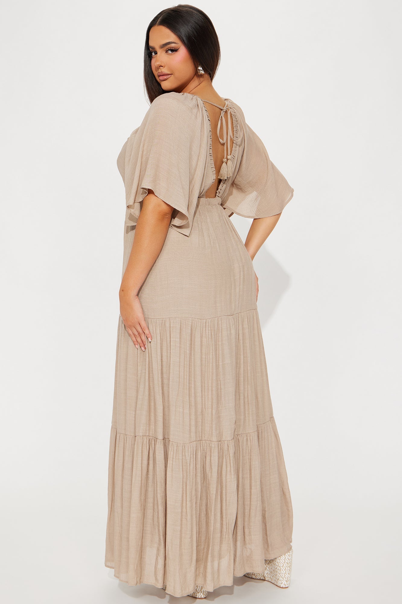 Elena Ruffle Maxi Dress - Mocha