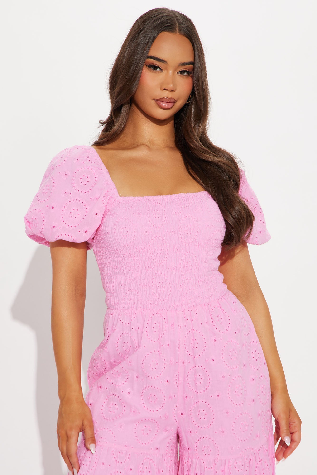 Marlena Eyelet Lace Jumpsuit - Pink