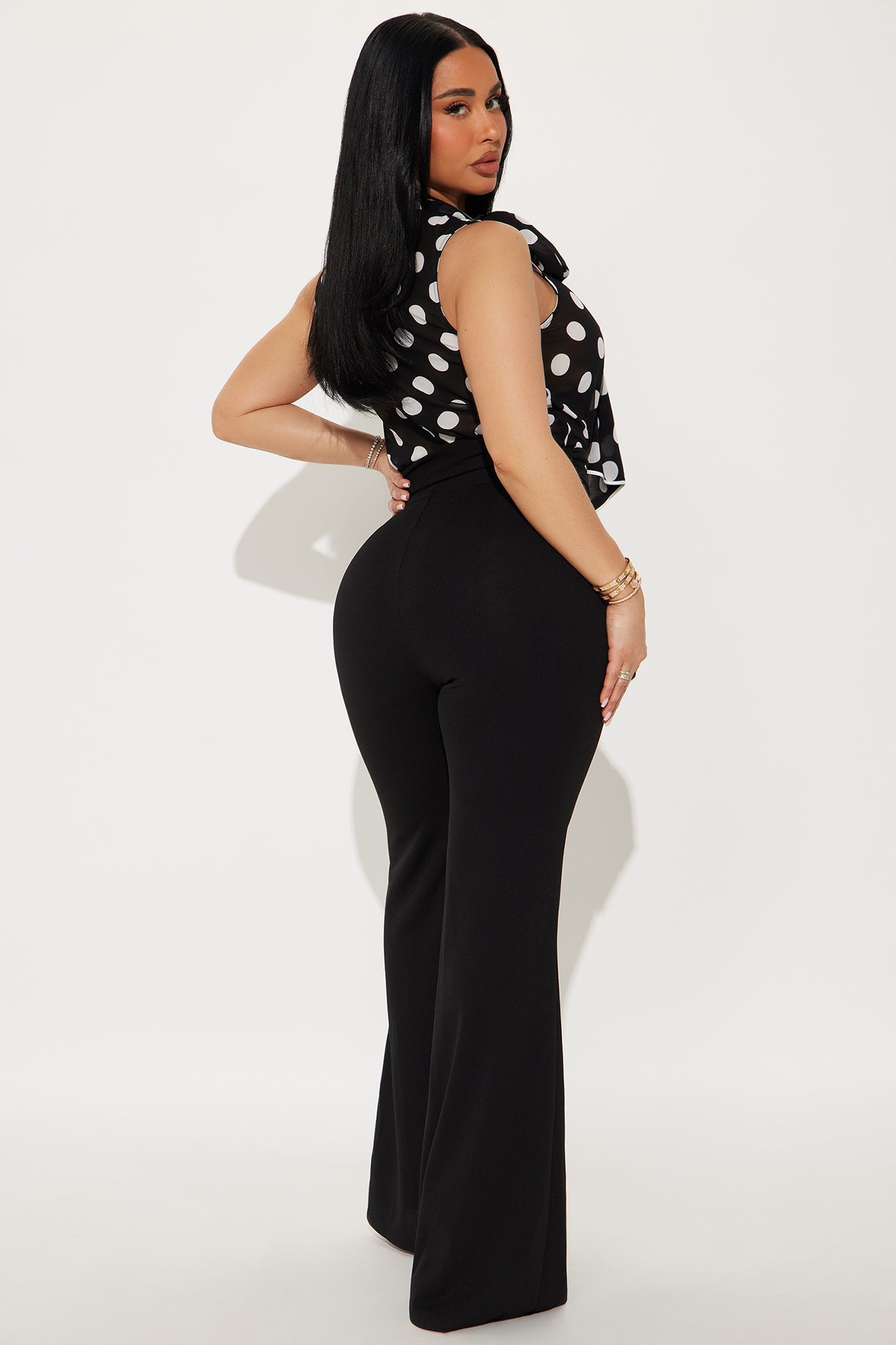 On The Dotted Line Jumpsuit - Black/combo