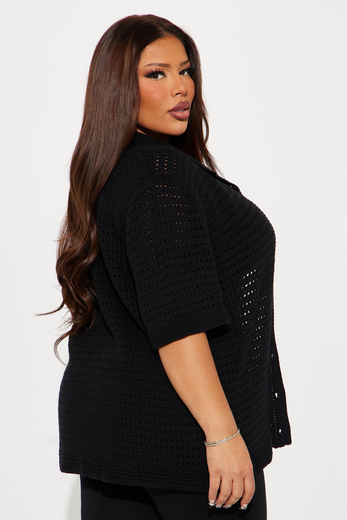Drinks In Hand Crochet Shirt - Black