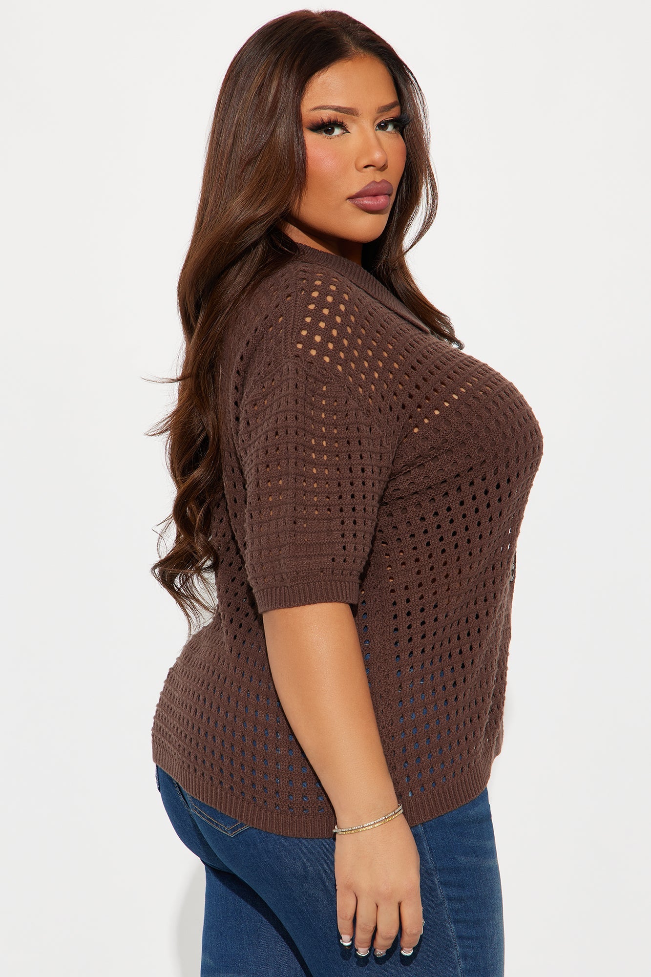 Endless Summer Days Crochet Shirt - Brown