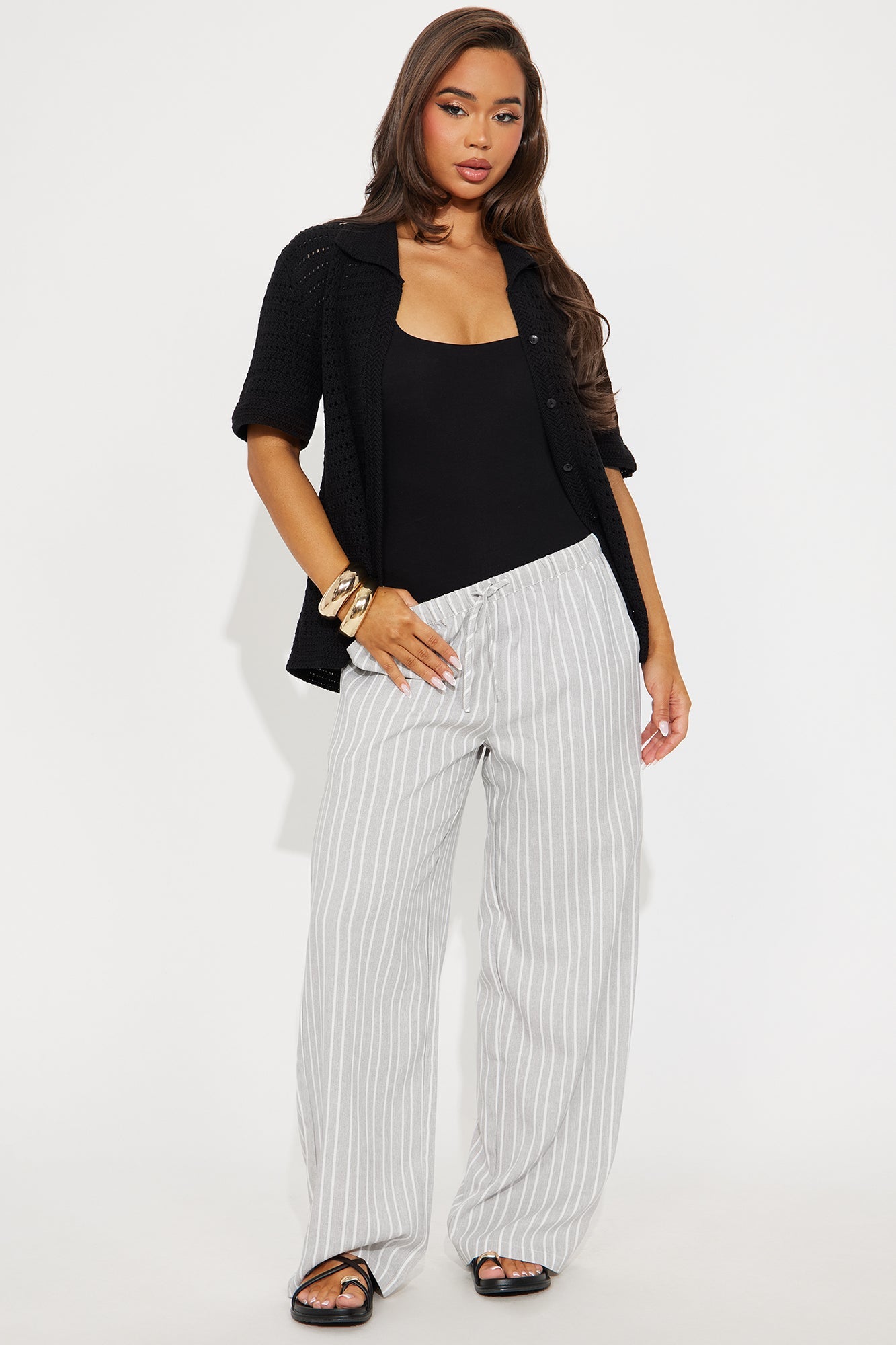 Drinks In Hand Crochet Shirt - Black