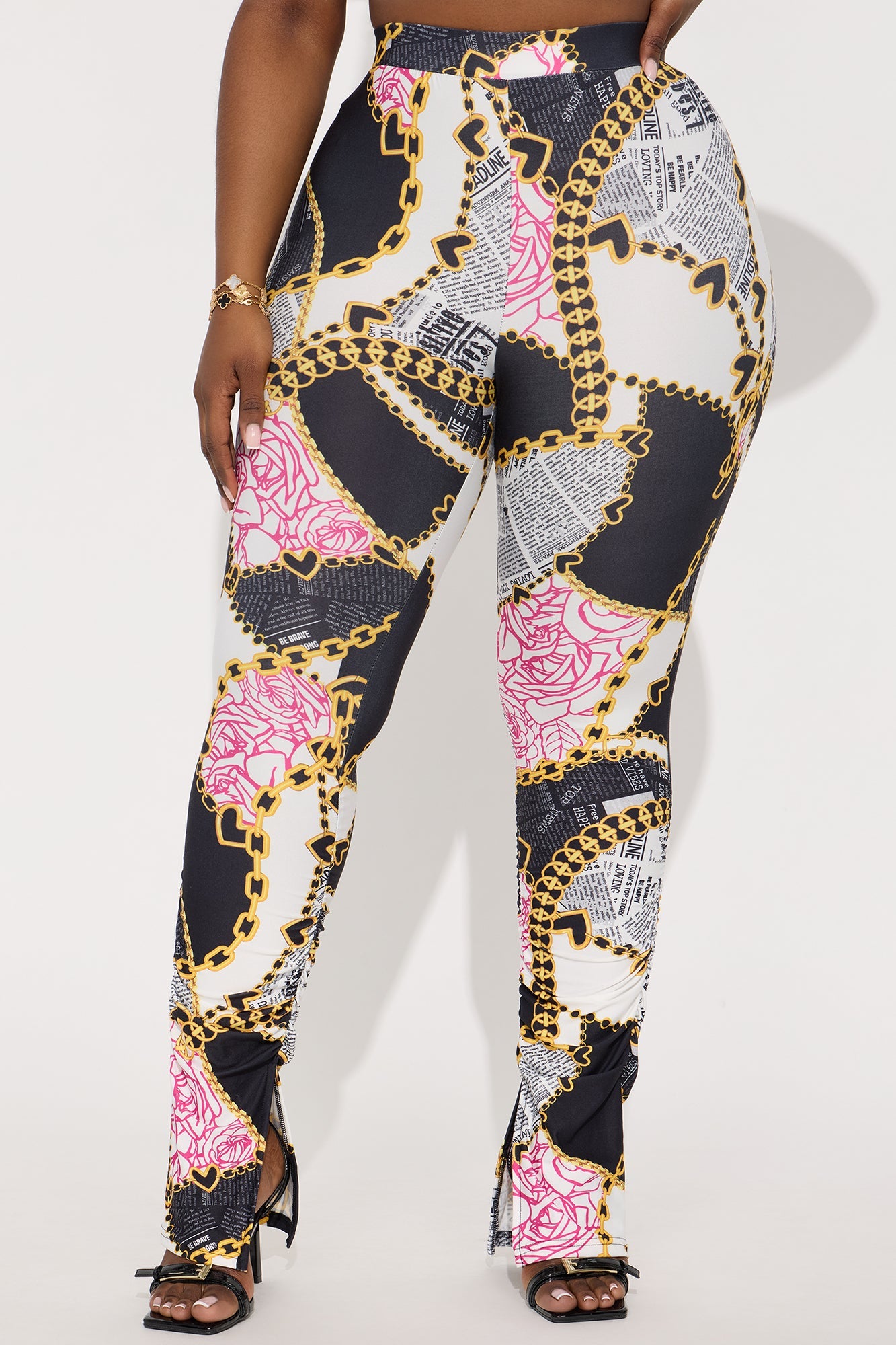 News Flash Stacked Pant - Black/White
