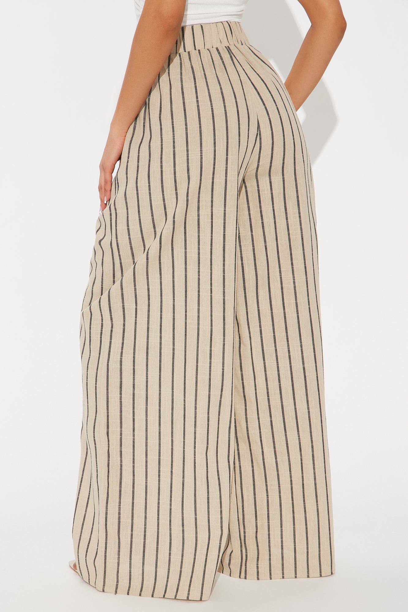 Ella Striped Linen Pant - Taupe/combo