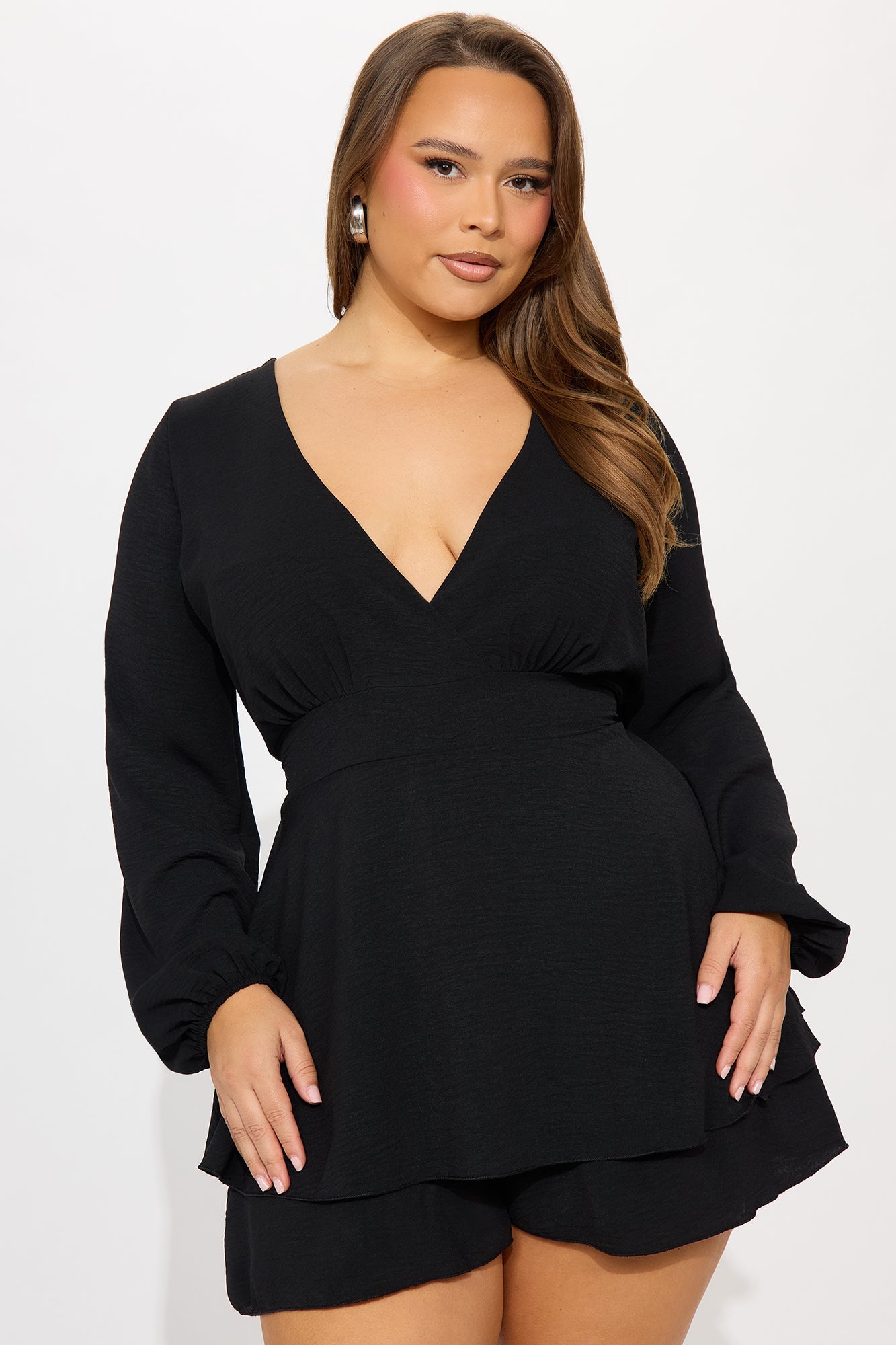 Alessia Long Sleeve Romper - Black